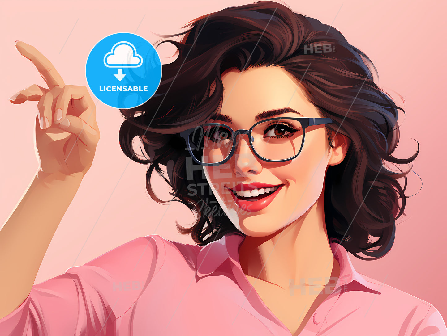 Woman With Glasses And A Pink Shirt