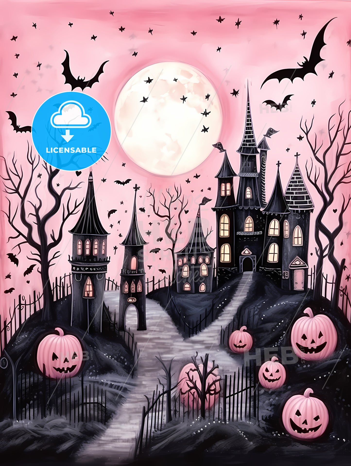 Pink And Black Halloween Landscape