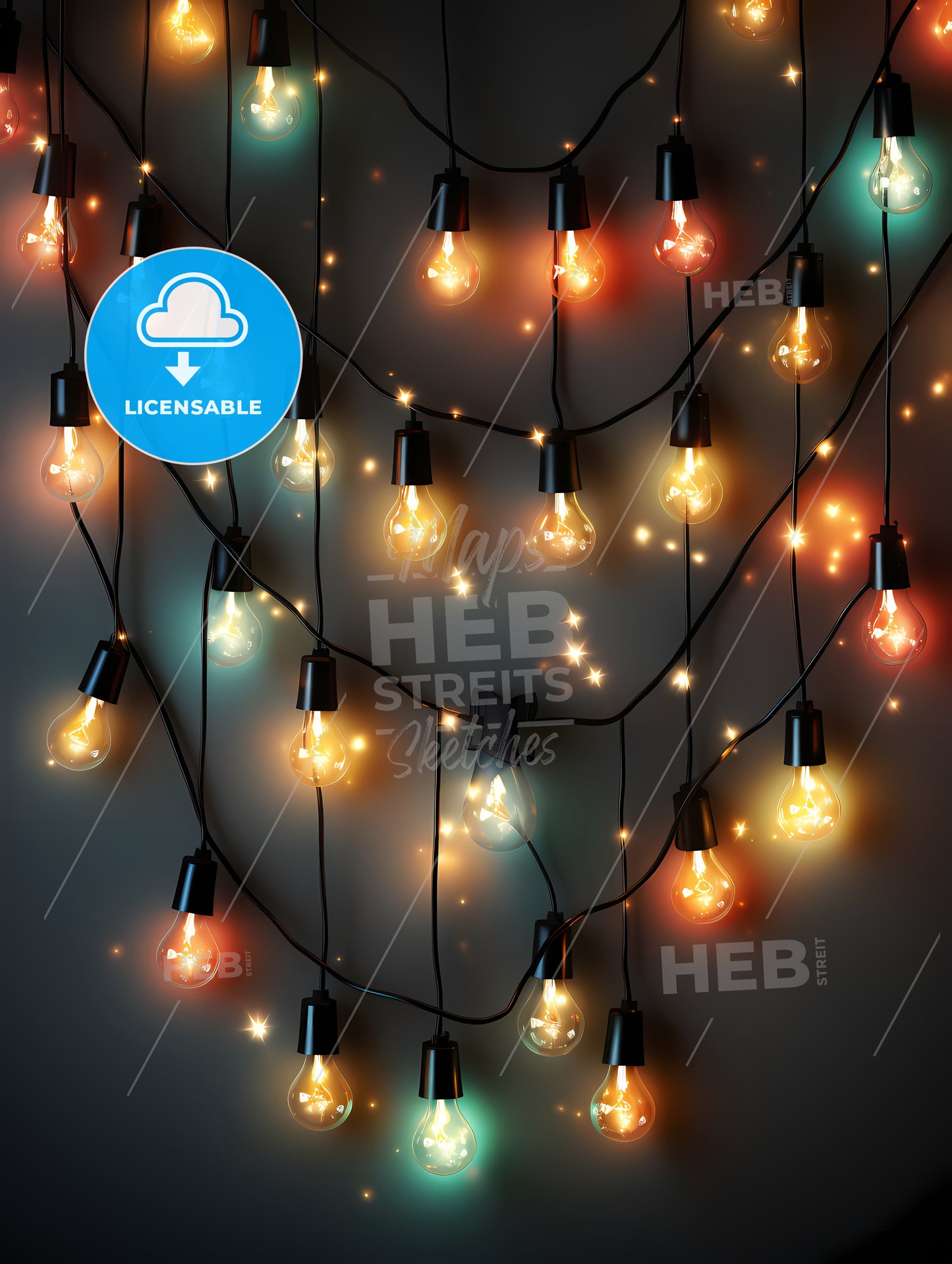 String Of Lights On A Dark Background