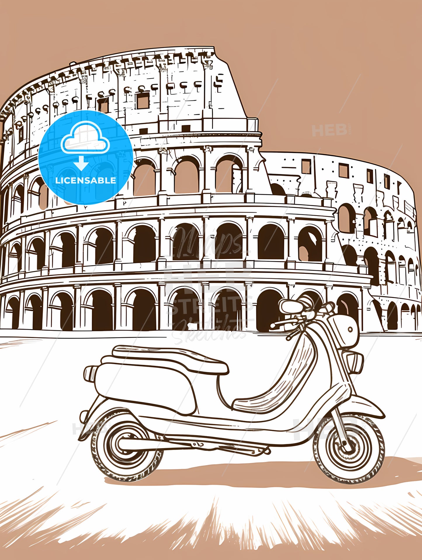 Scooter In Front Of A Circular Building