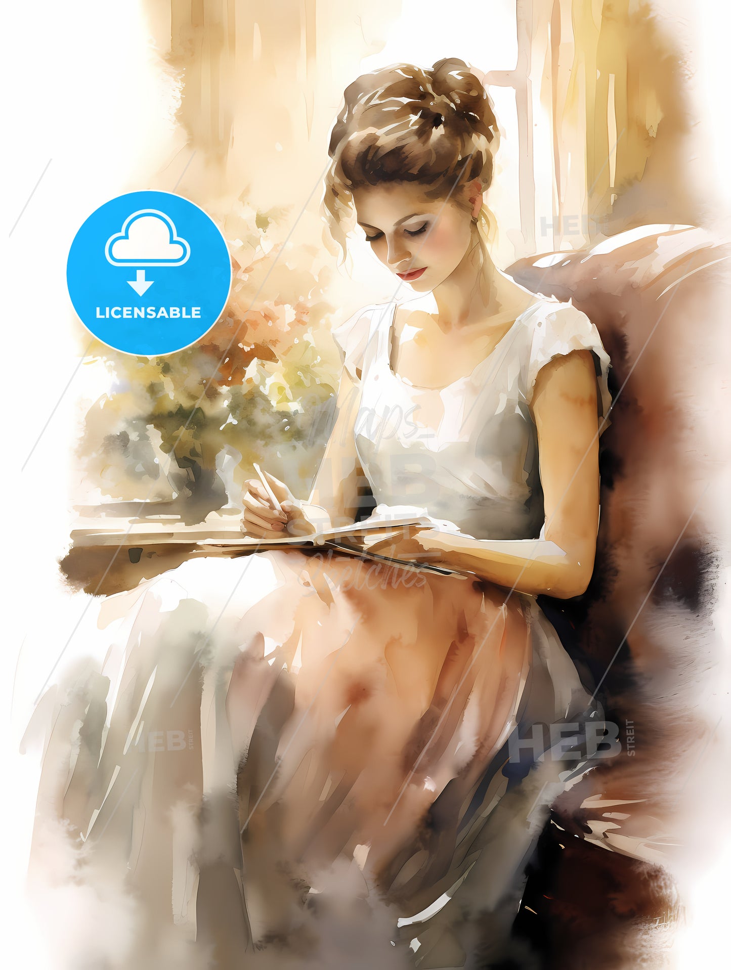 Woman Sitting On A Couch Reading A Book