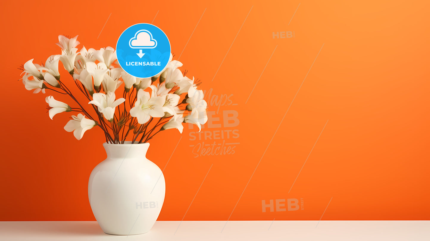 White Vase With White Flowers