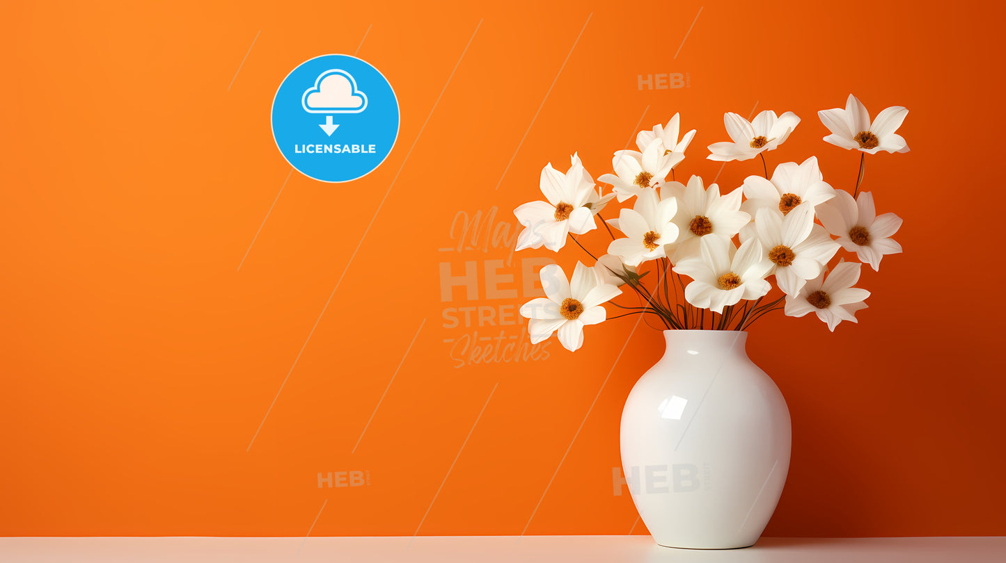 White Vase With Flowers