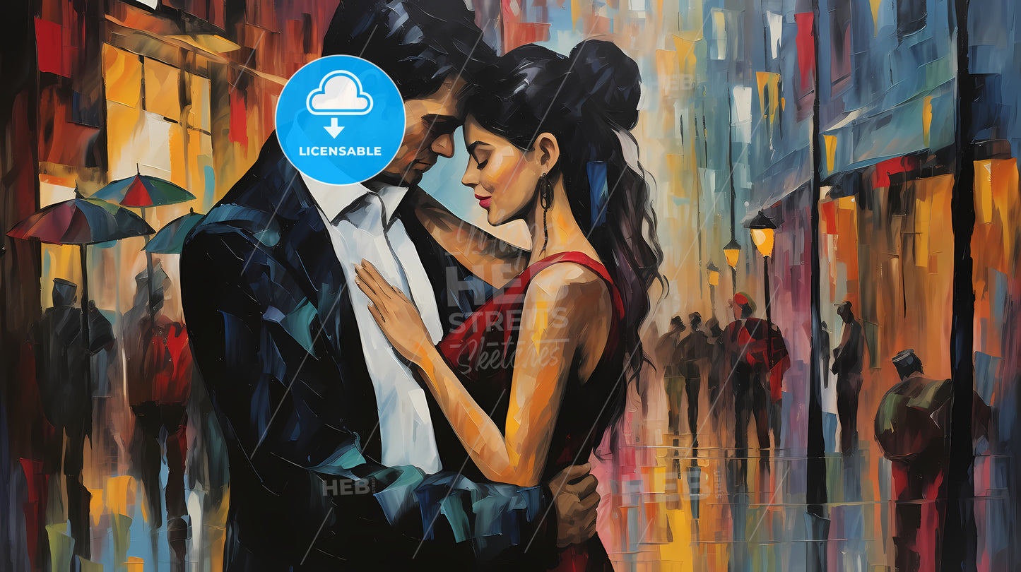 Painting Of A Man And Woman Hugging