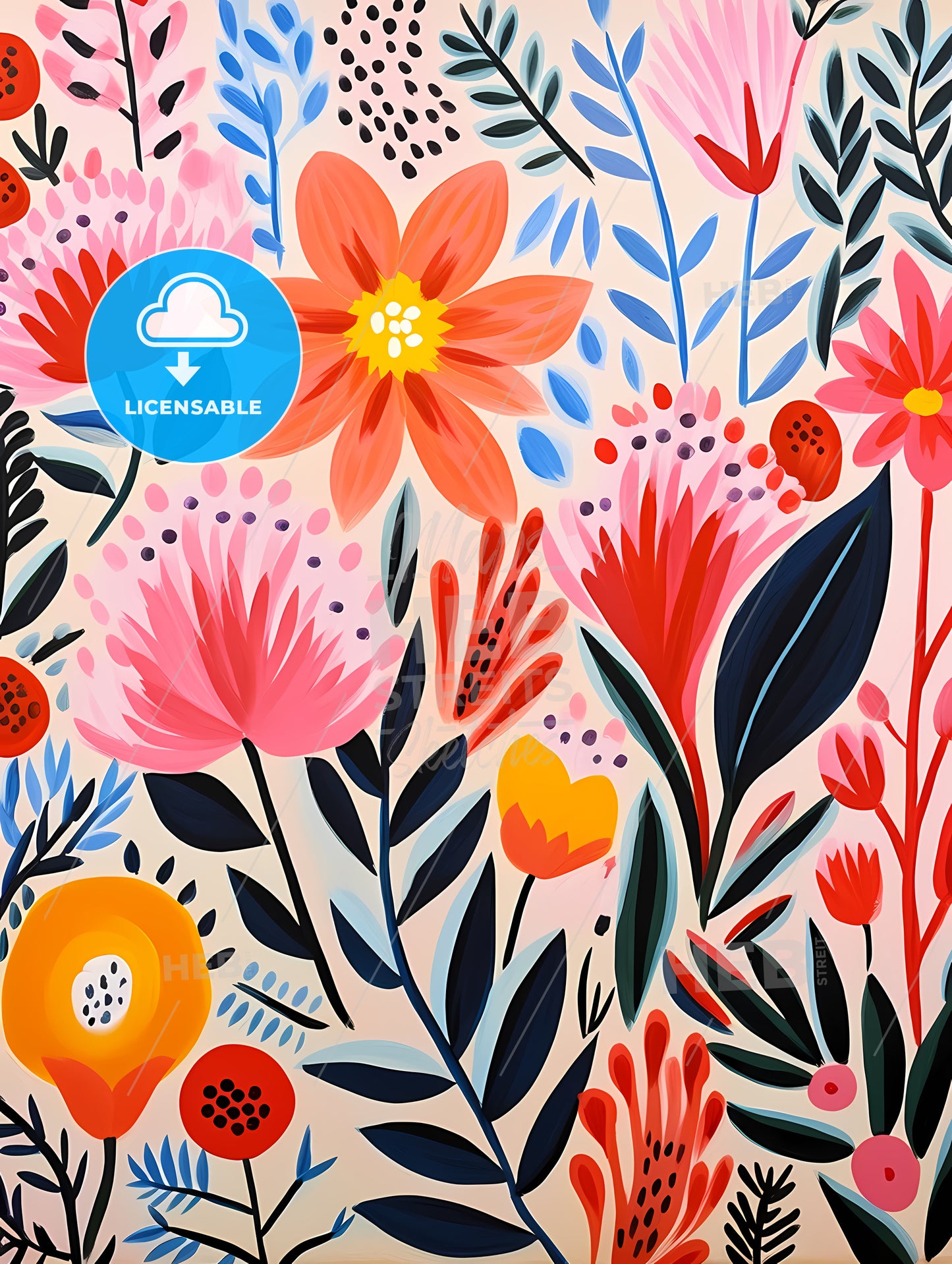 Painting Of Flowers And Leaves