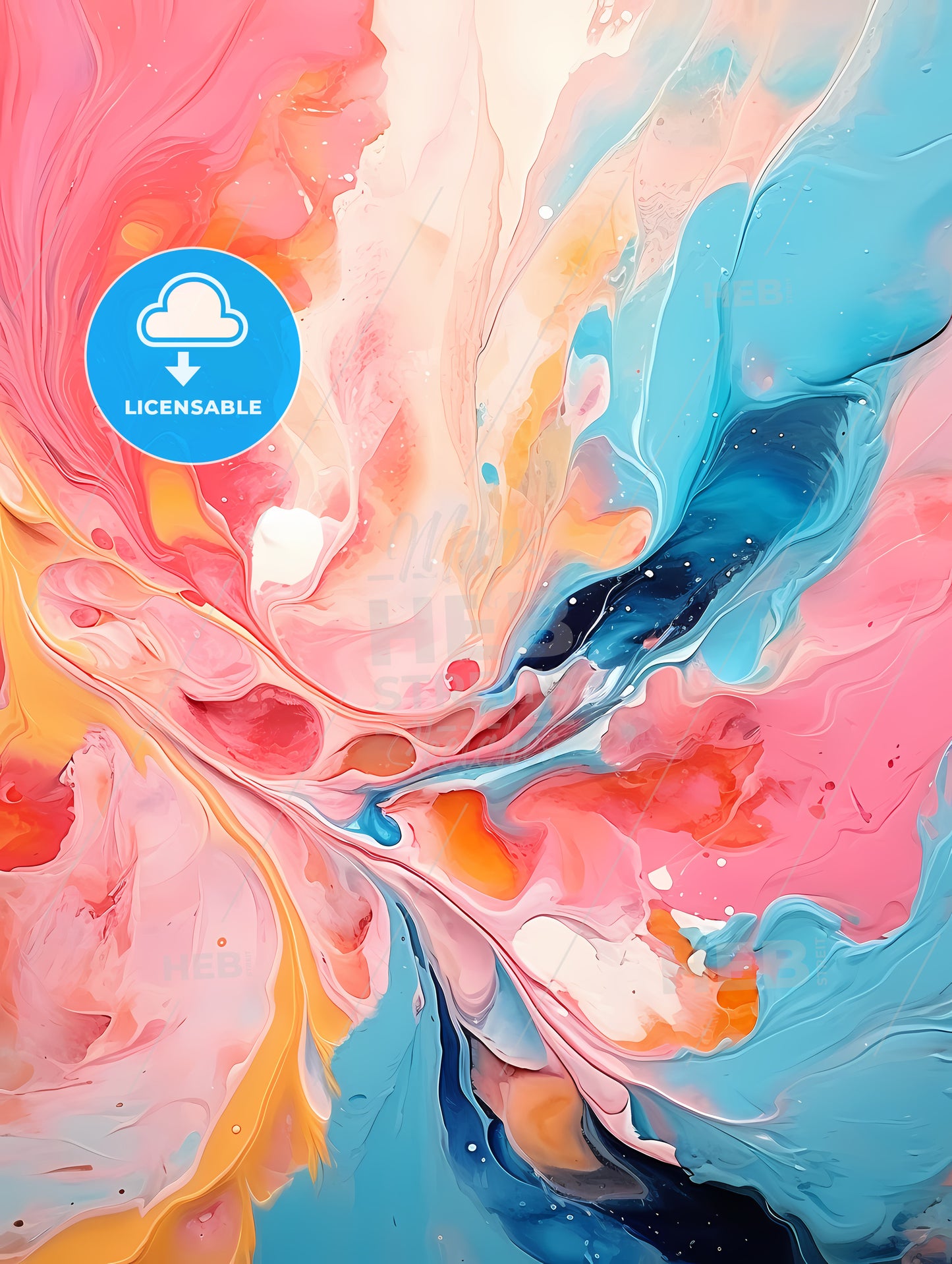 Colorful Painting With White And Pink Paint