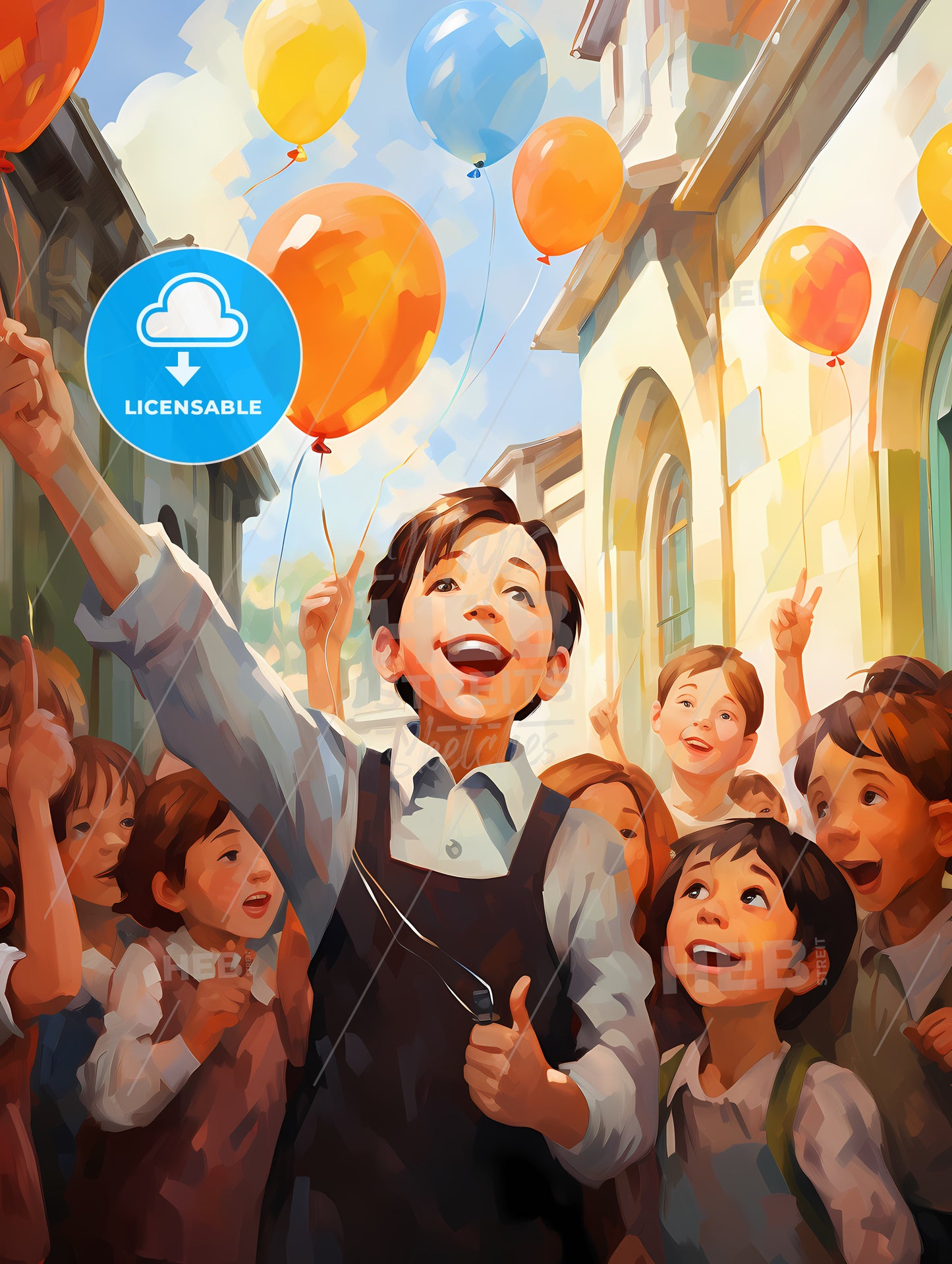 Group Of Children Holding Balloons