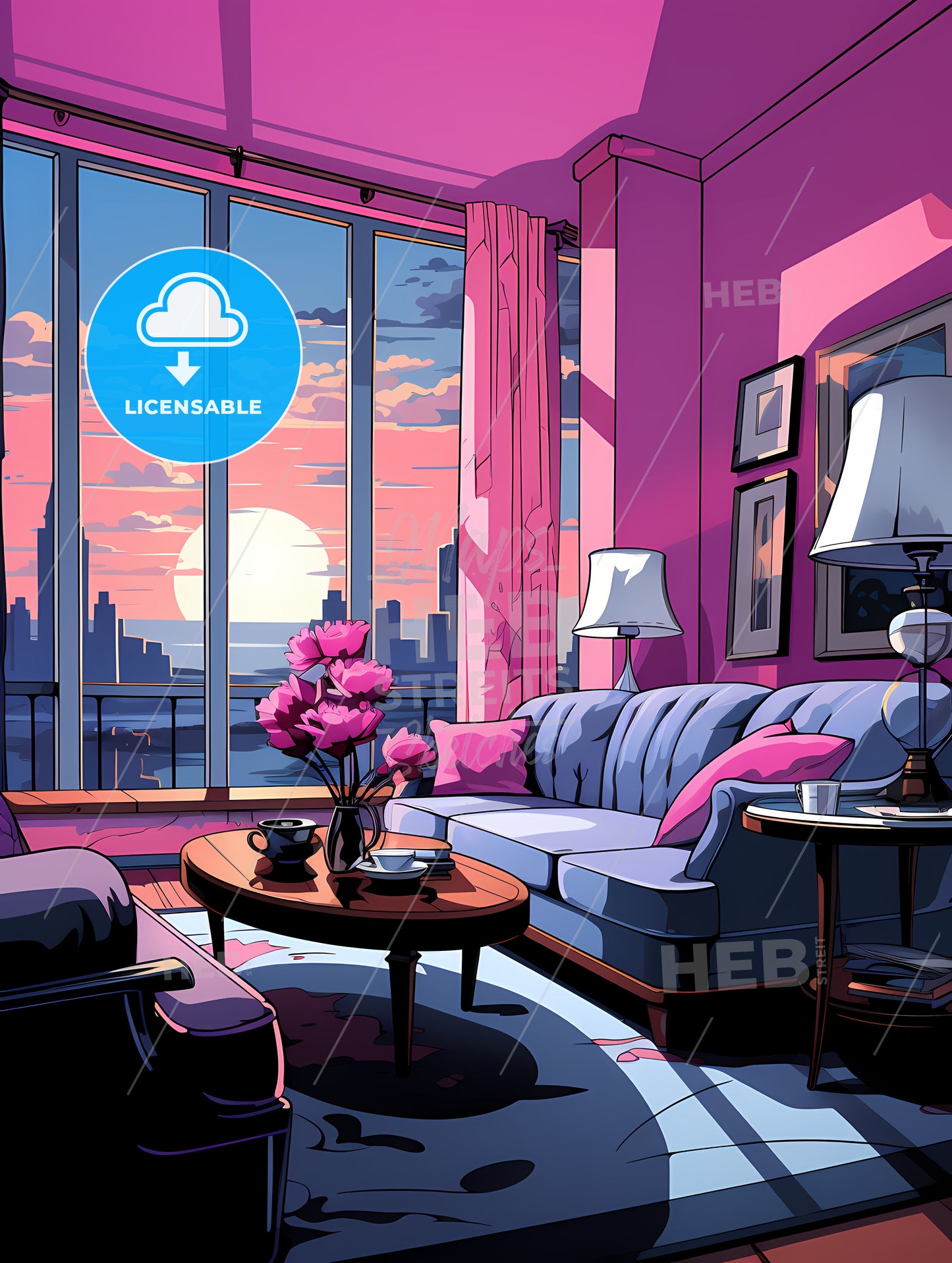 Living Room With A View Of The Sunset