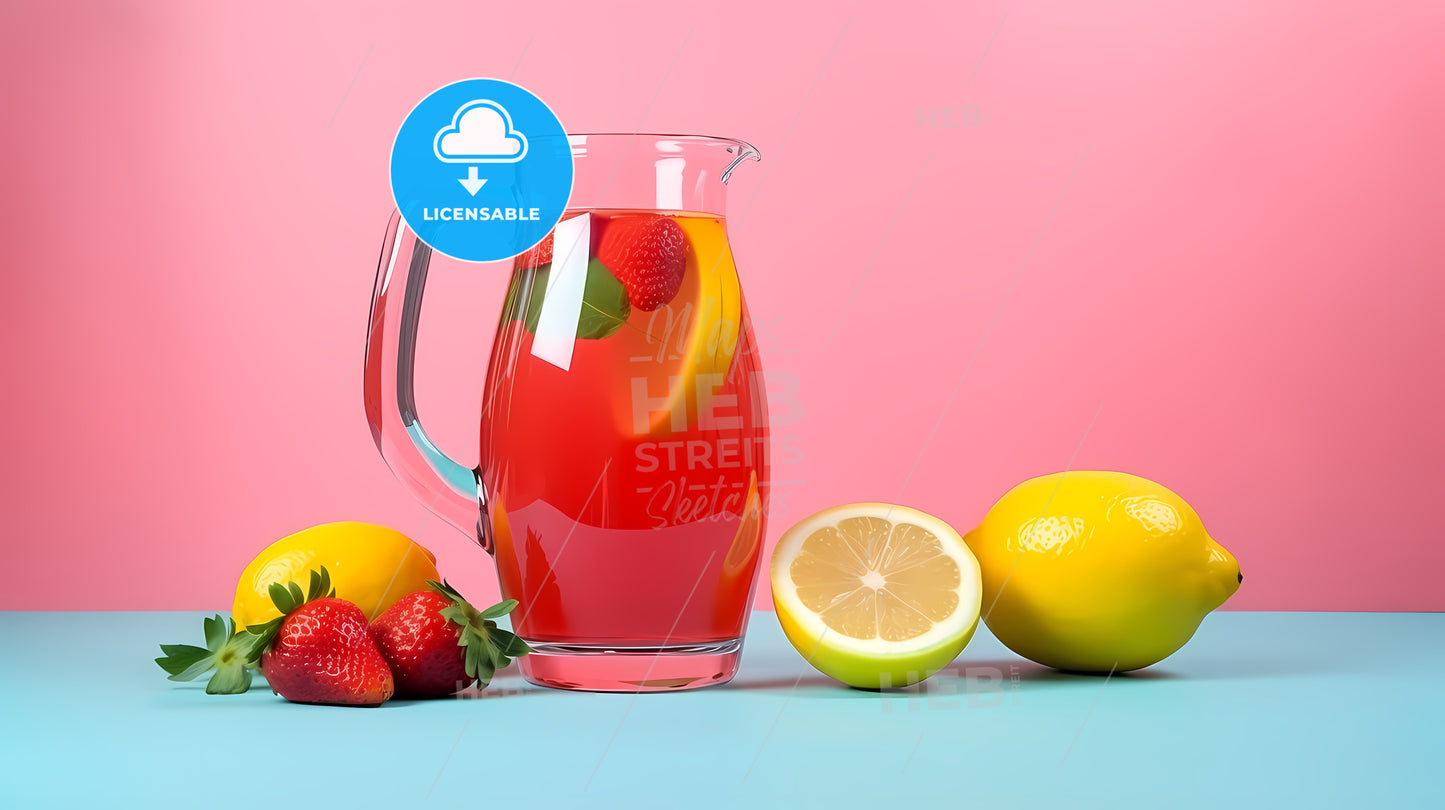 Pitcher Of Fruit And A Lemon