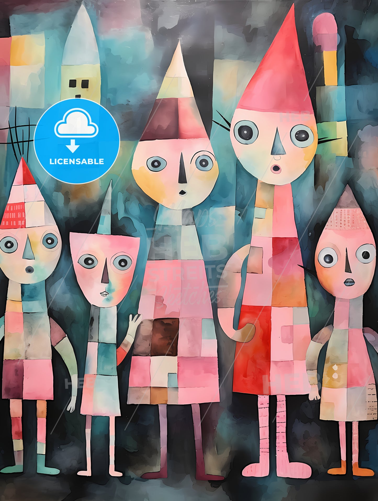 Group Of People With Different Colored Shapes