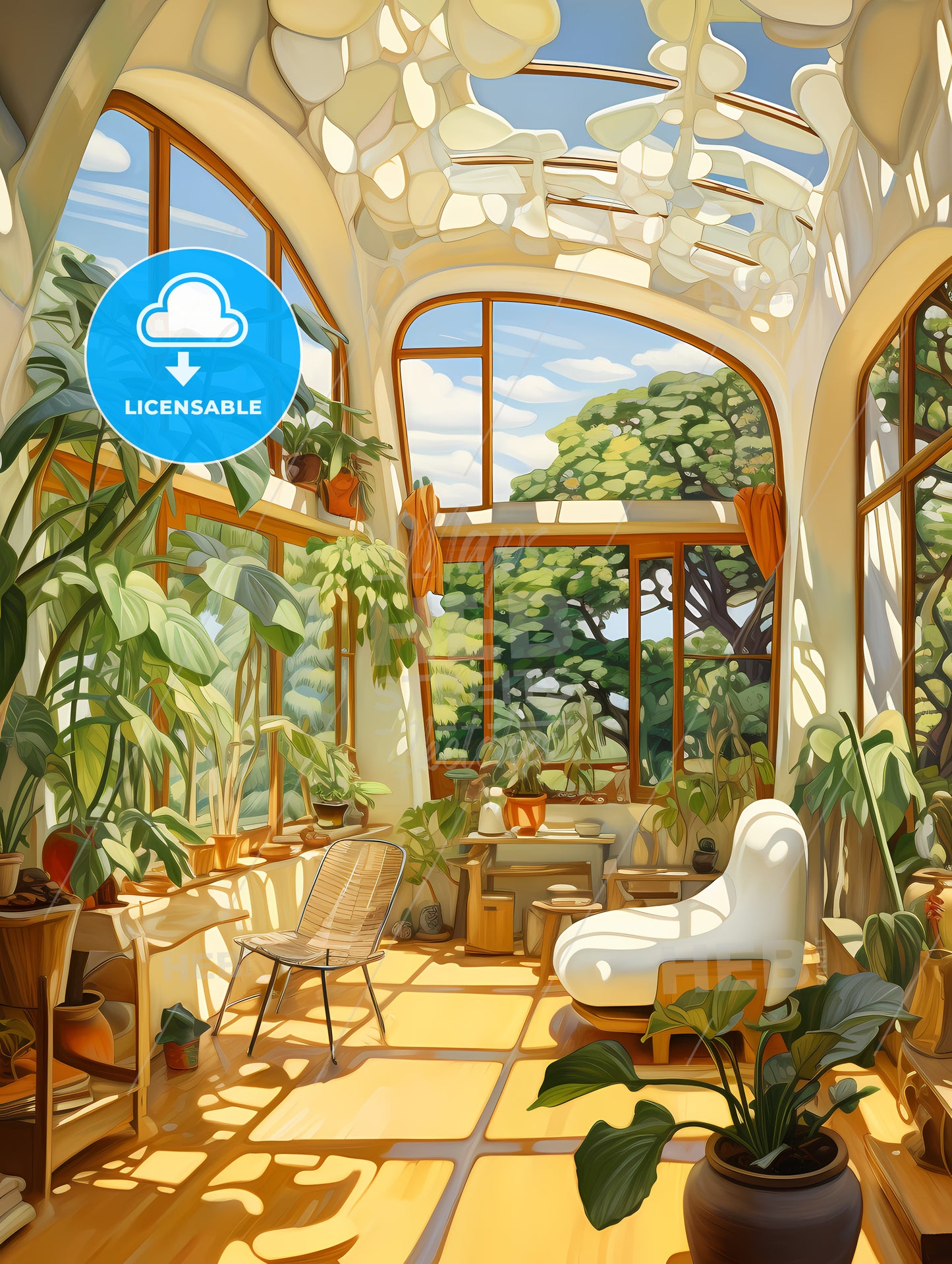 Room With Plants And A Chair