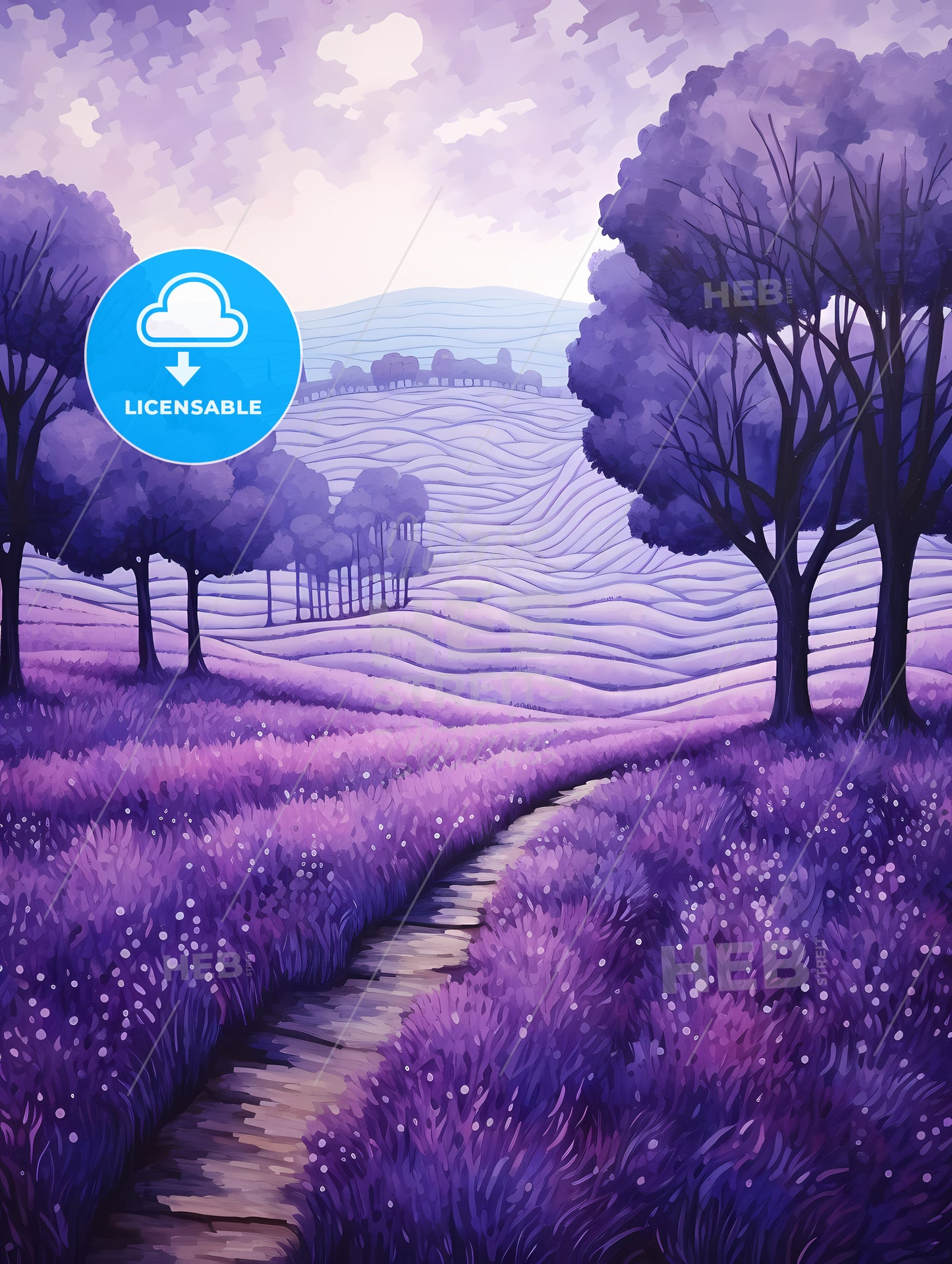 Painting Of A Field Of Lavender