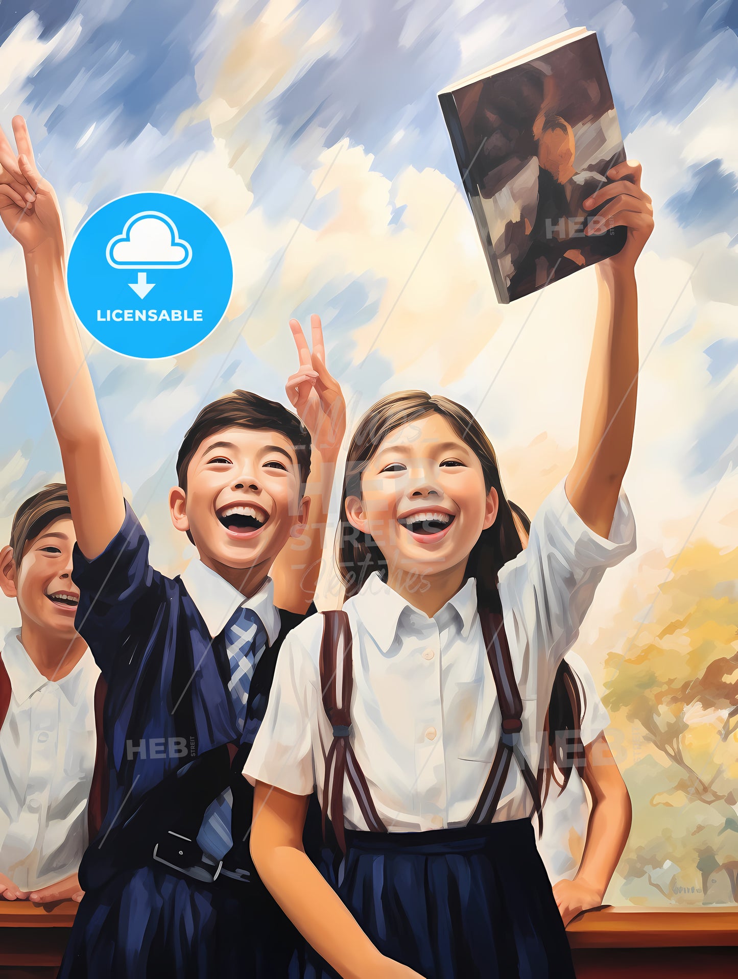 Group Of Children Holding Up Their Hands