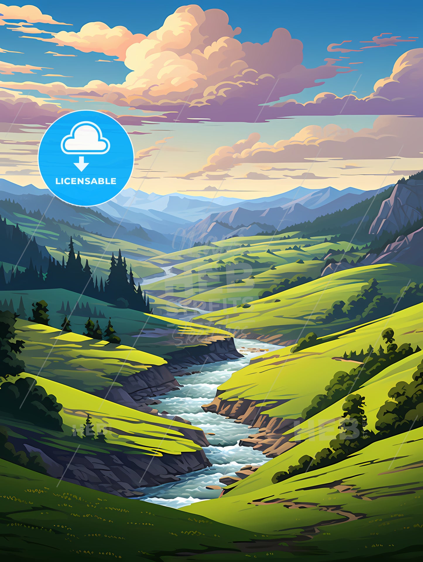 River Running Through A Valley