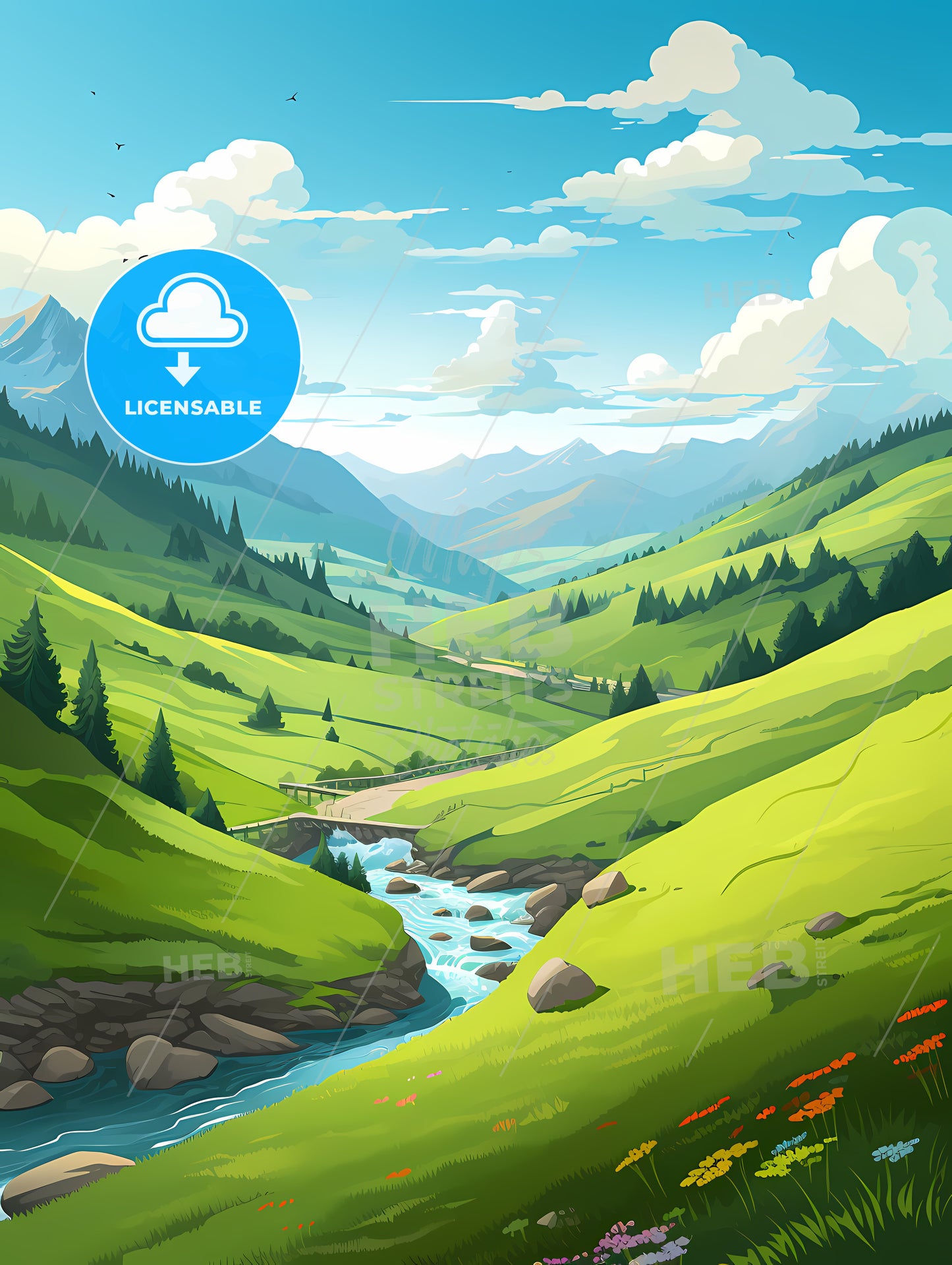 River Running Through A Valley