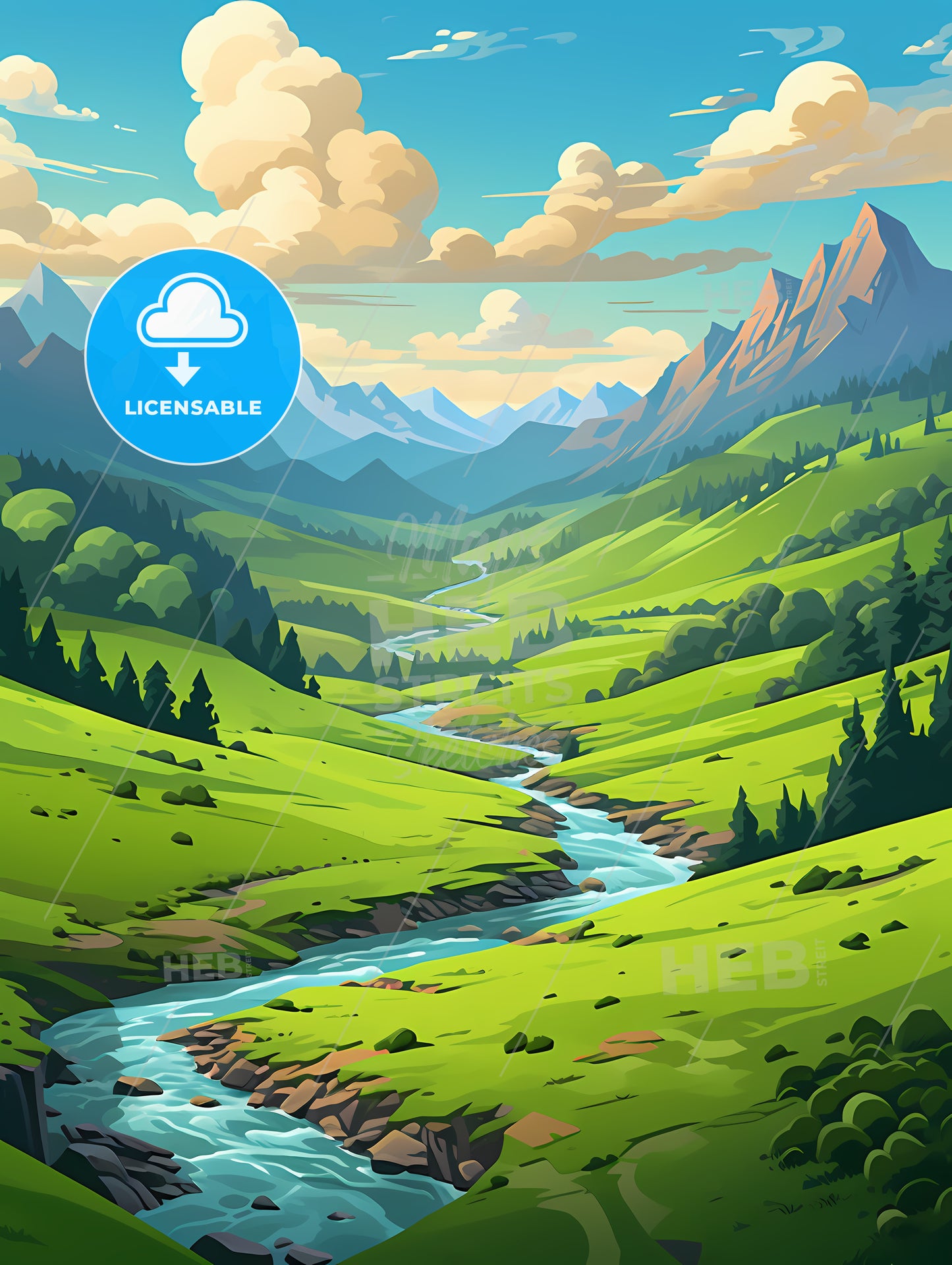 River Running Through A Valley