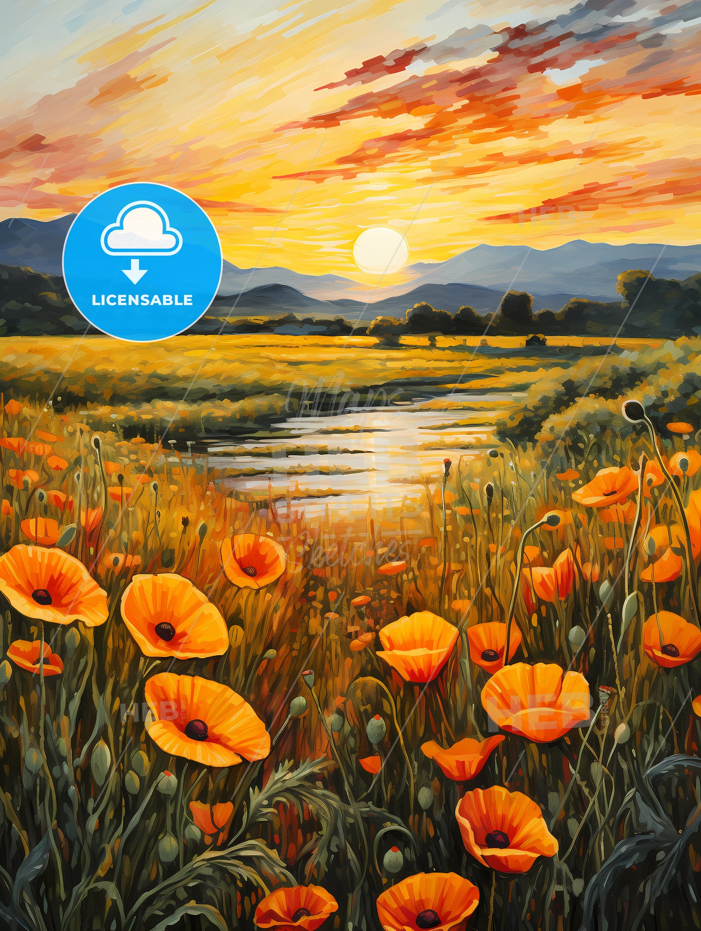 Painting Of A Field Of Flowers