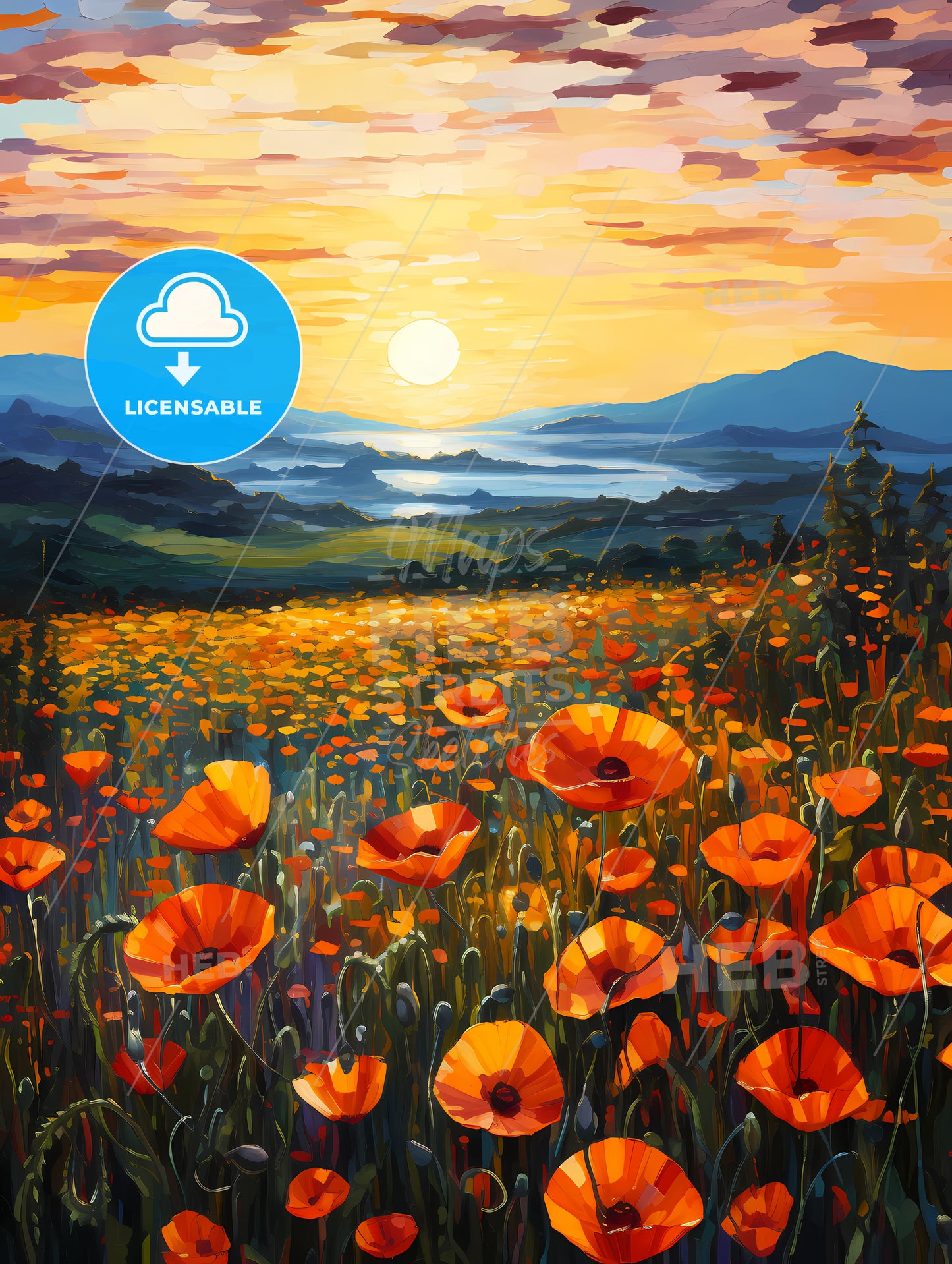 Painting Of A Field Of Flowers