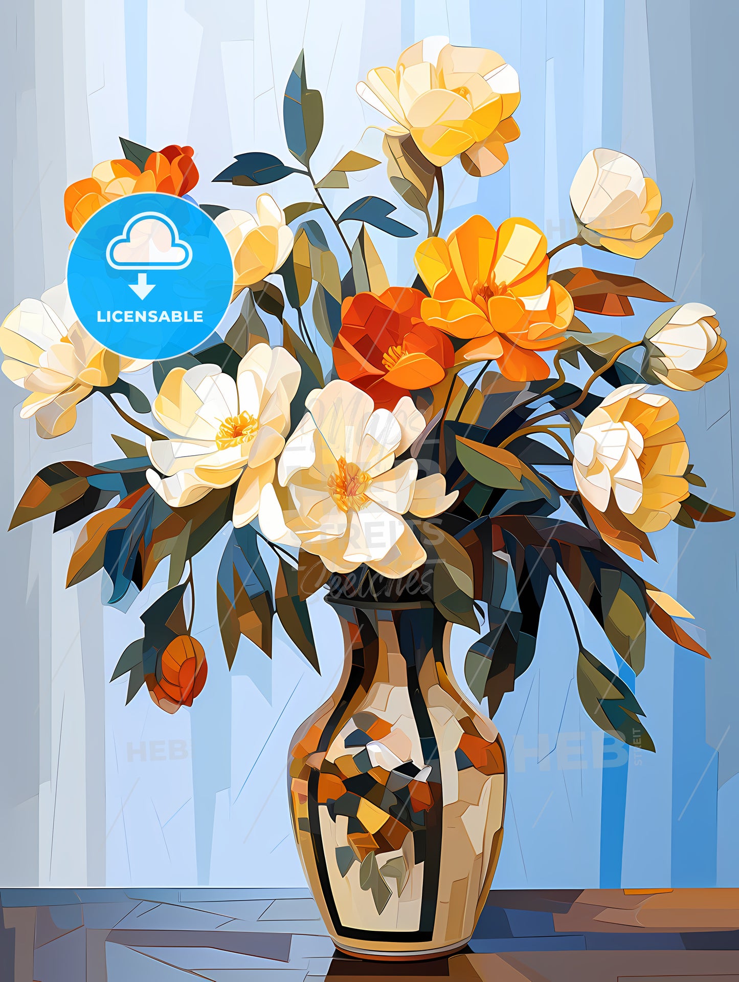 Painting Of Flowers In A Vase