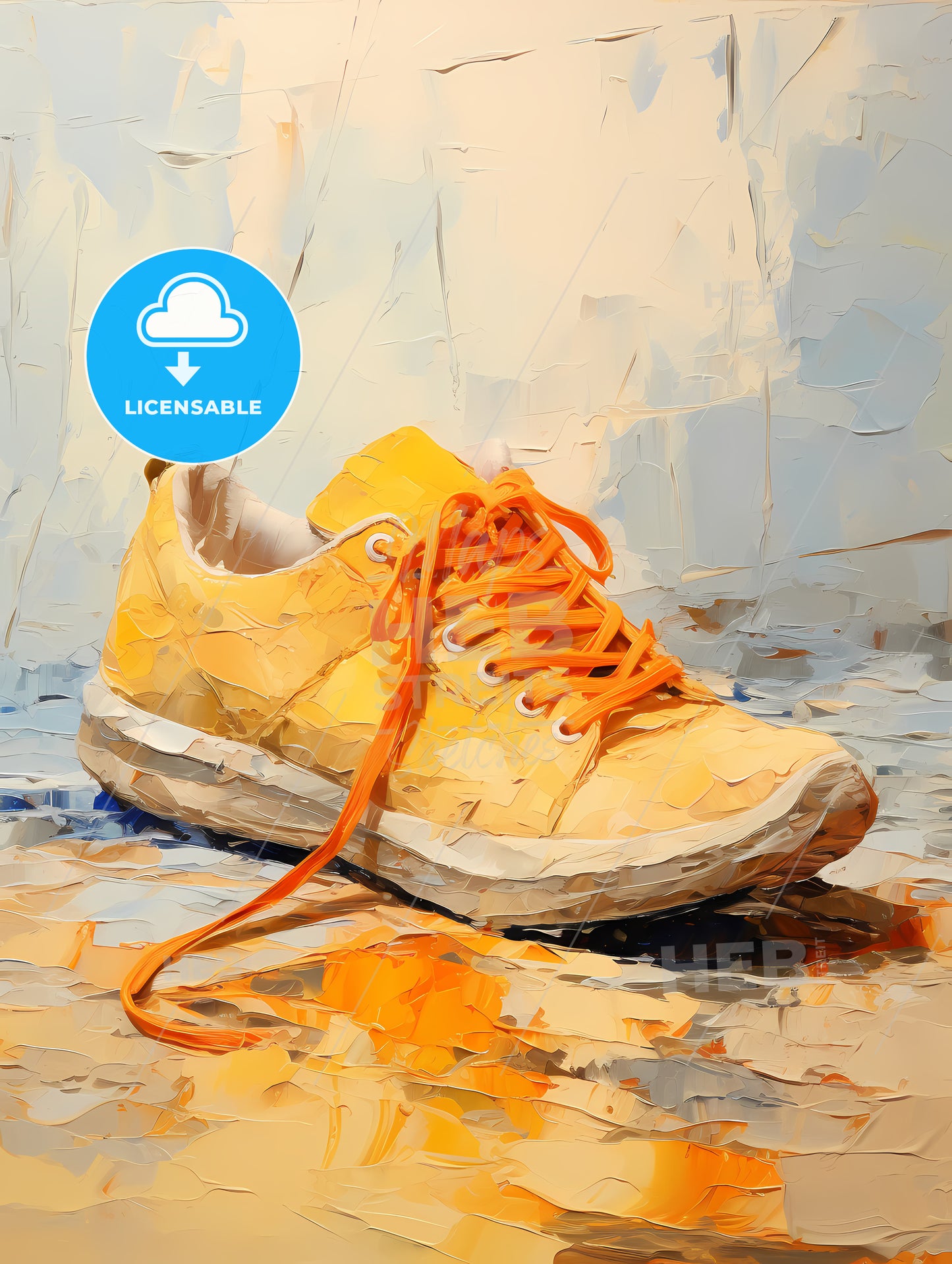 Yellow Shoe With Orange Laces