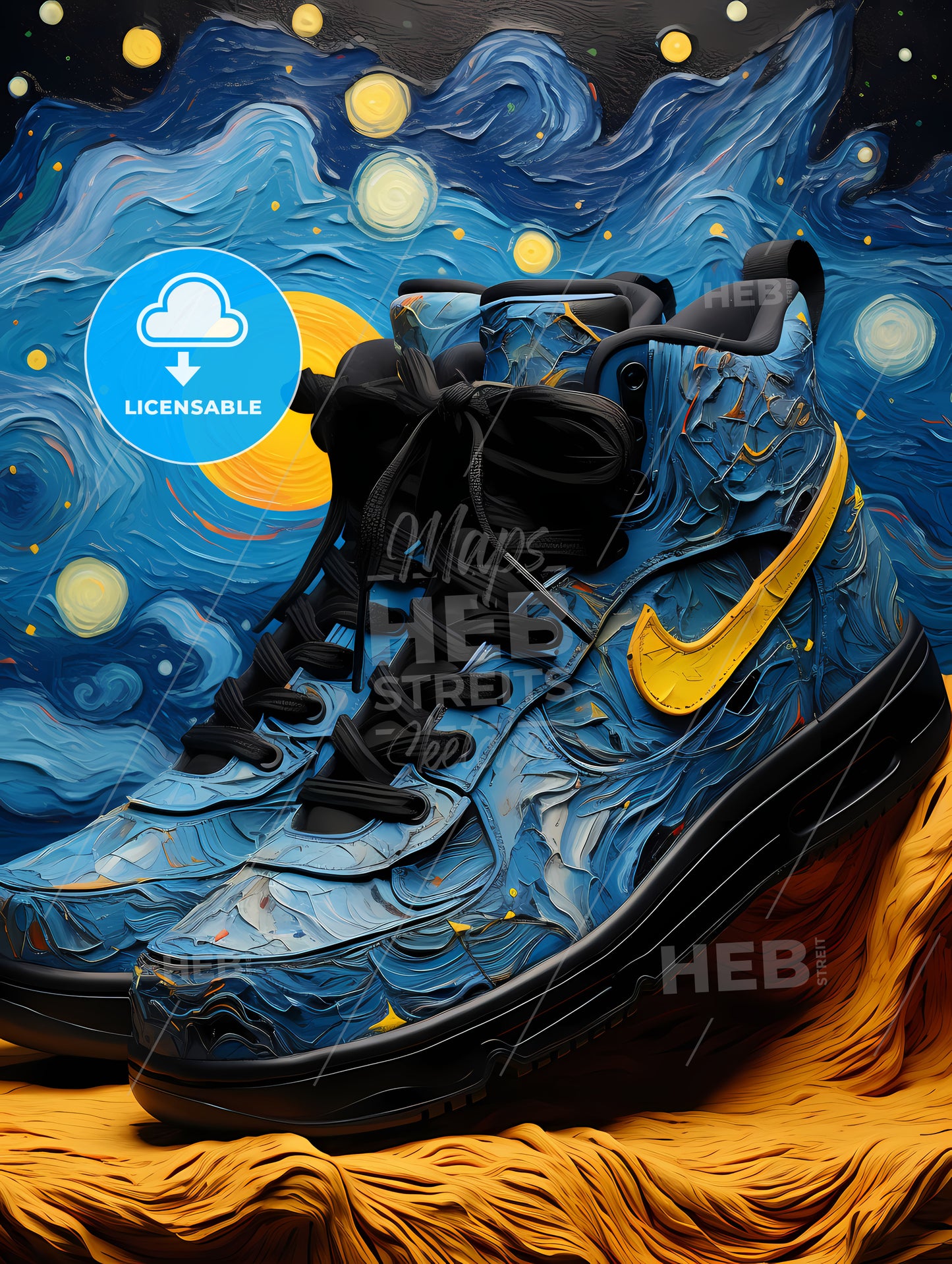 Pair Of Blue And Yellow Shoes