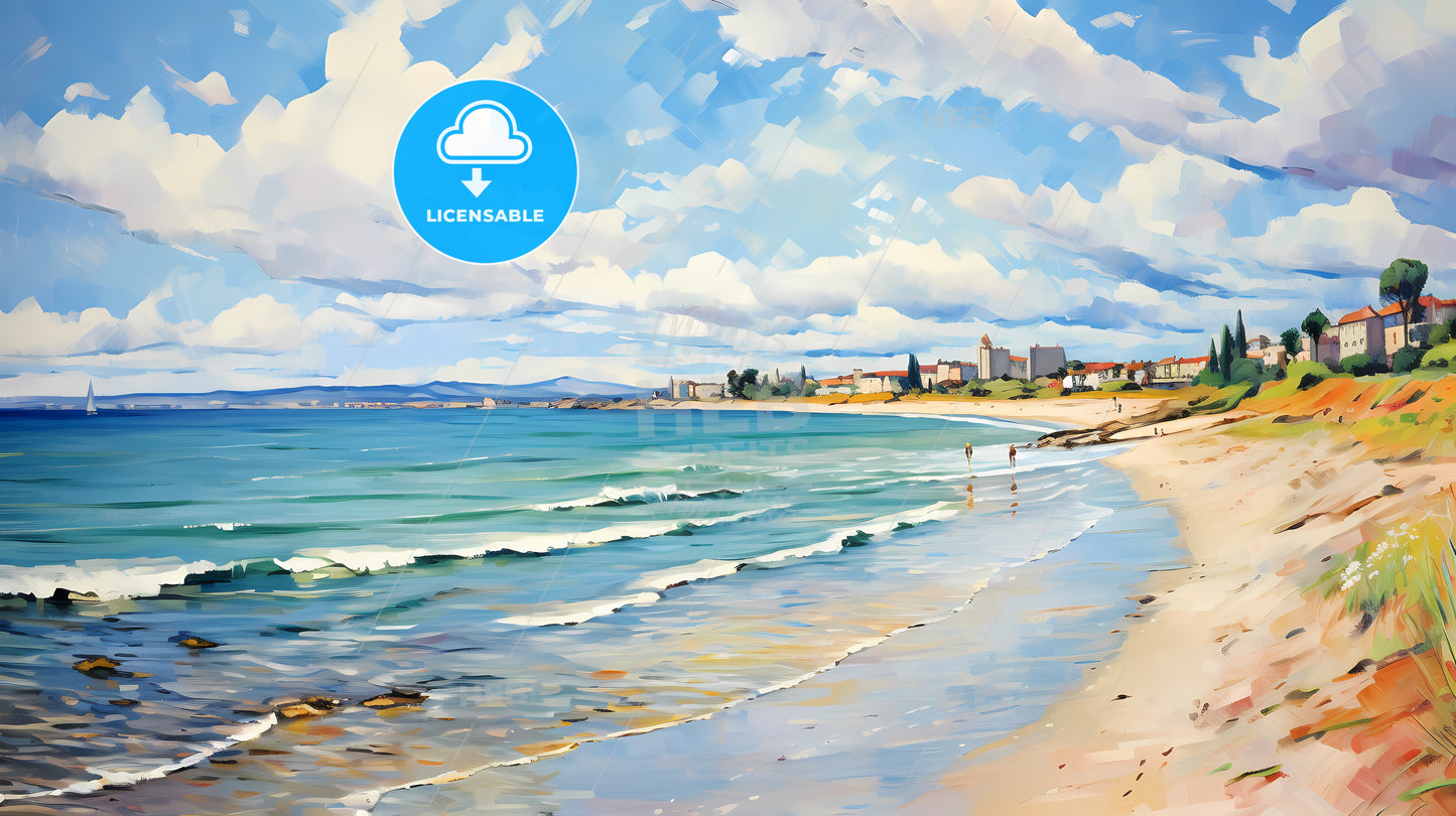 Beach With Buildings And Water