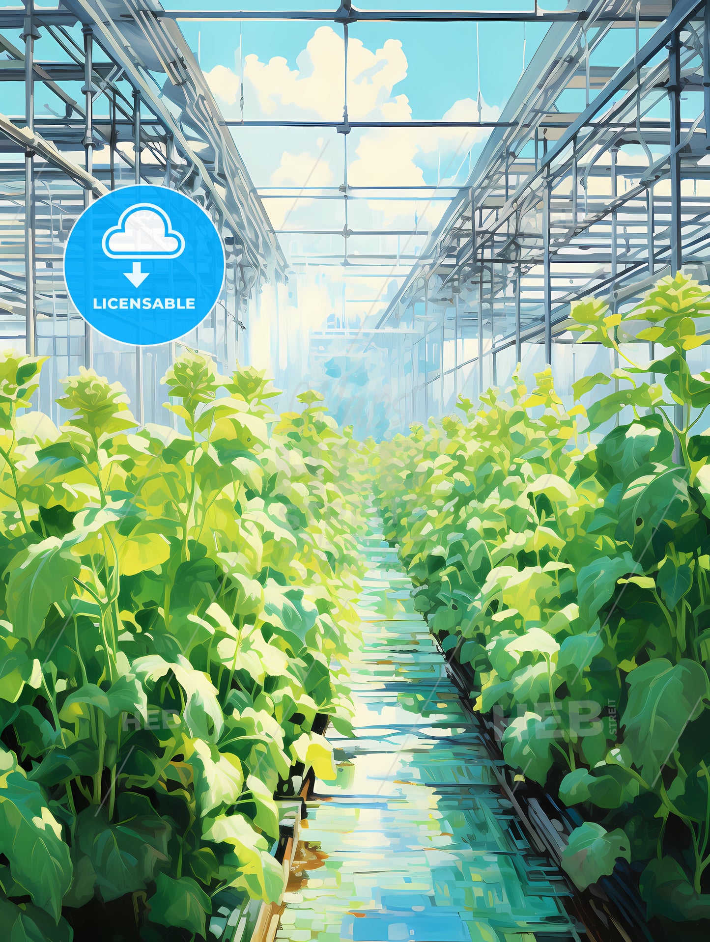 Green Plants Growing In A Greenhouse
