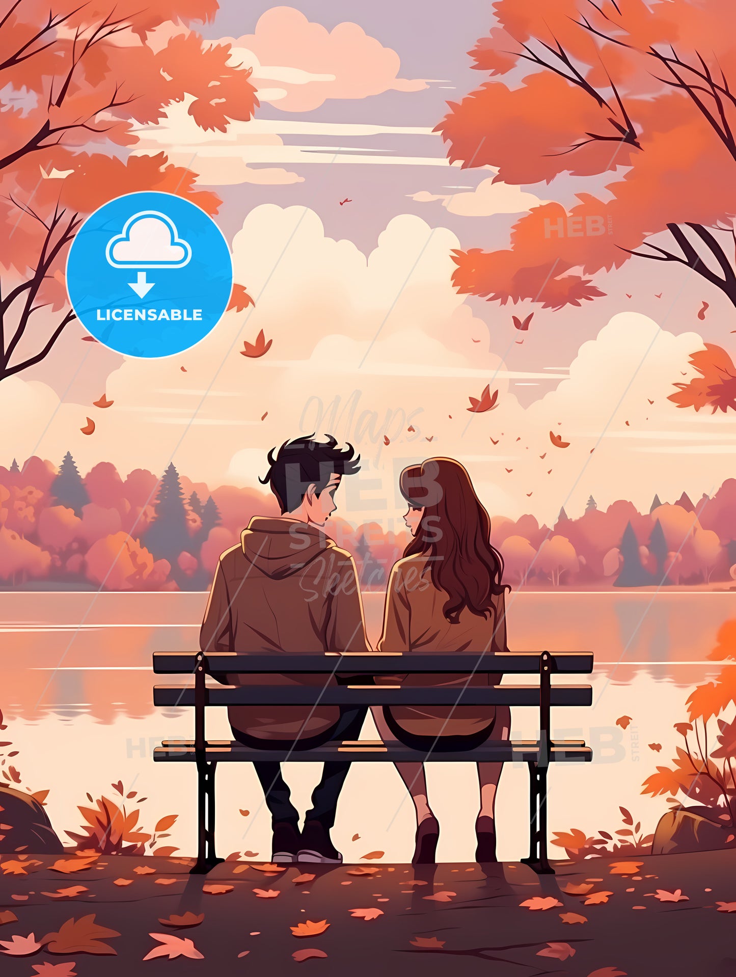 Man And Woman Sitting On A Bench Looking At Each Other