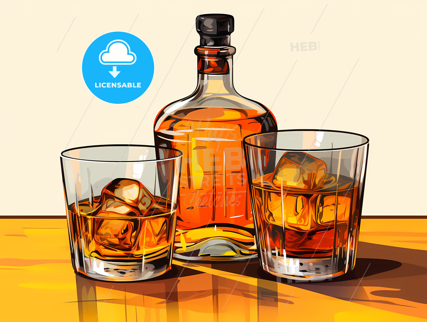 Bottle And Glasses Of Alcohol