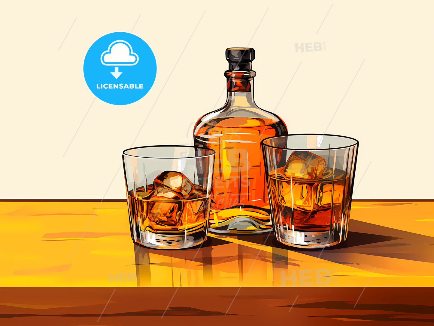 Bottle And Glasses Of Alcohol