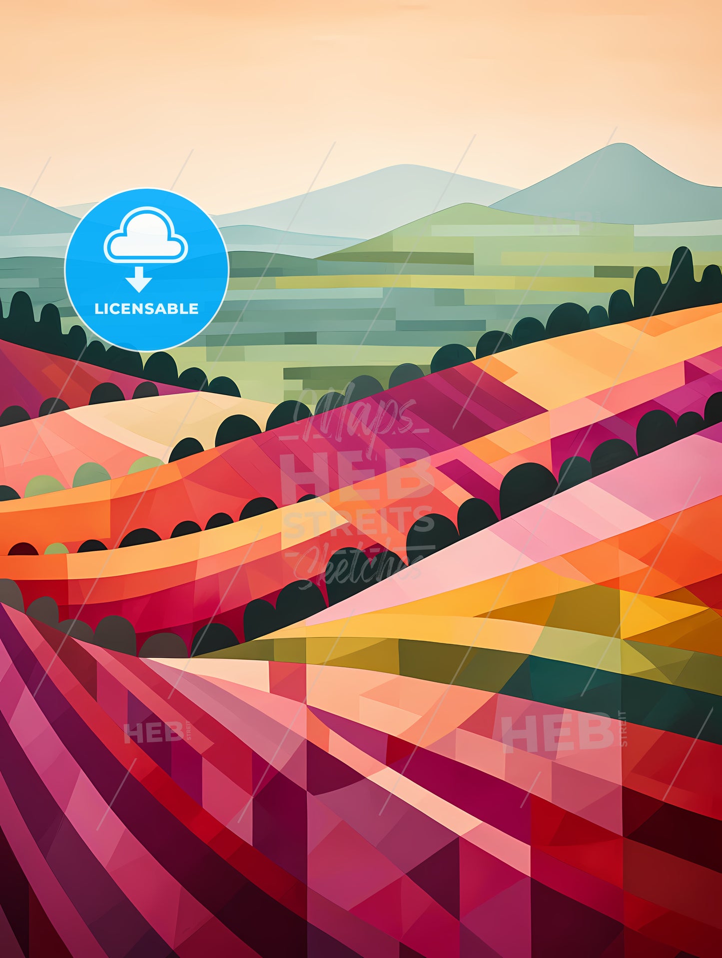 Colorful Landscape With Hills And Hills