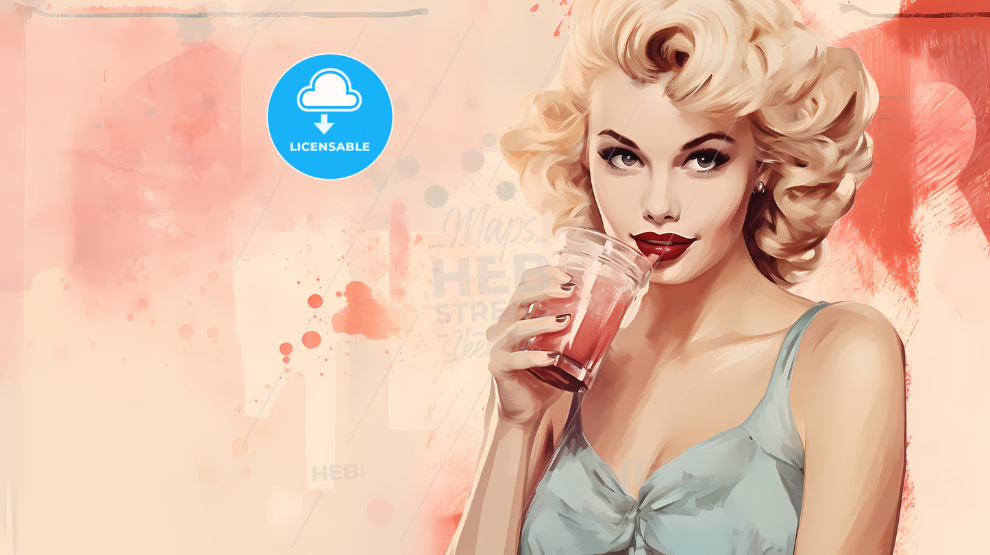 A Woman Holding A Glass Of Juice