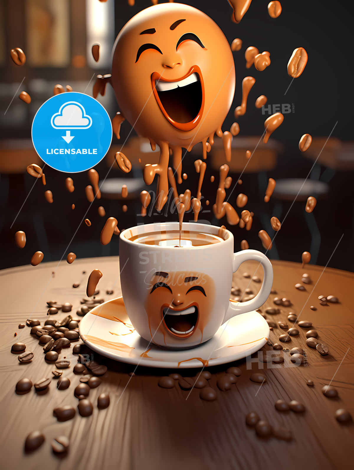 A Coffee Cup With A Cartoon Face On It