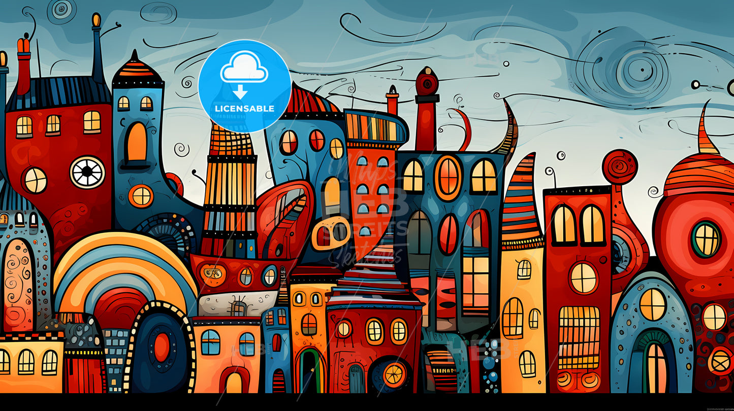 A Colorful City With Many Windows