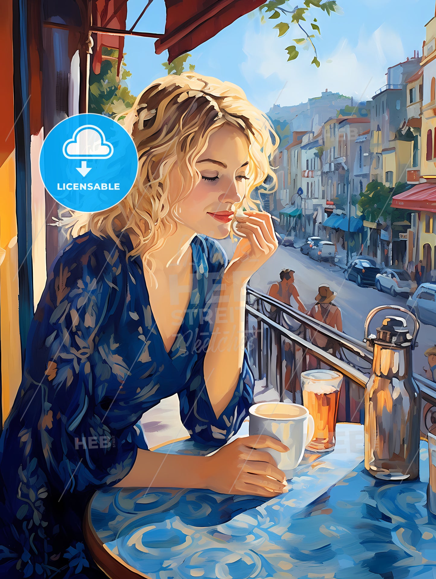 A Woman Sitting At A Table With A Cup Of Tea