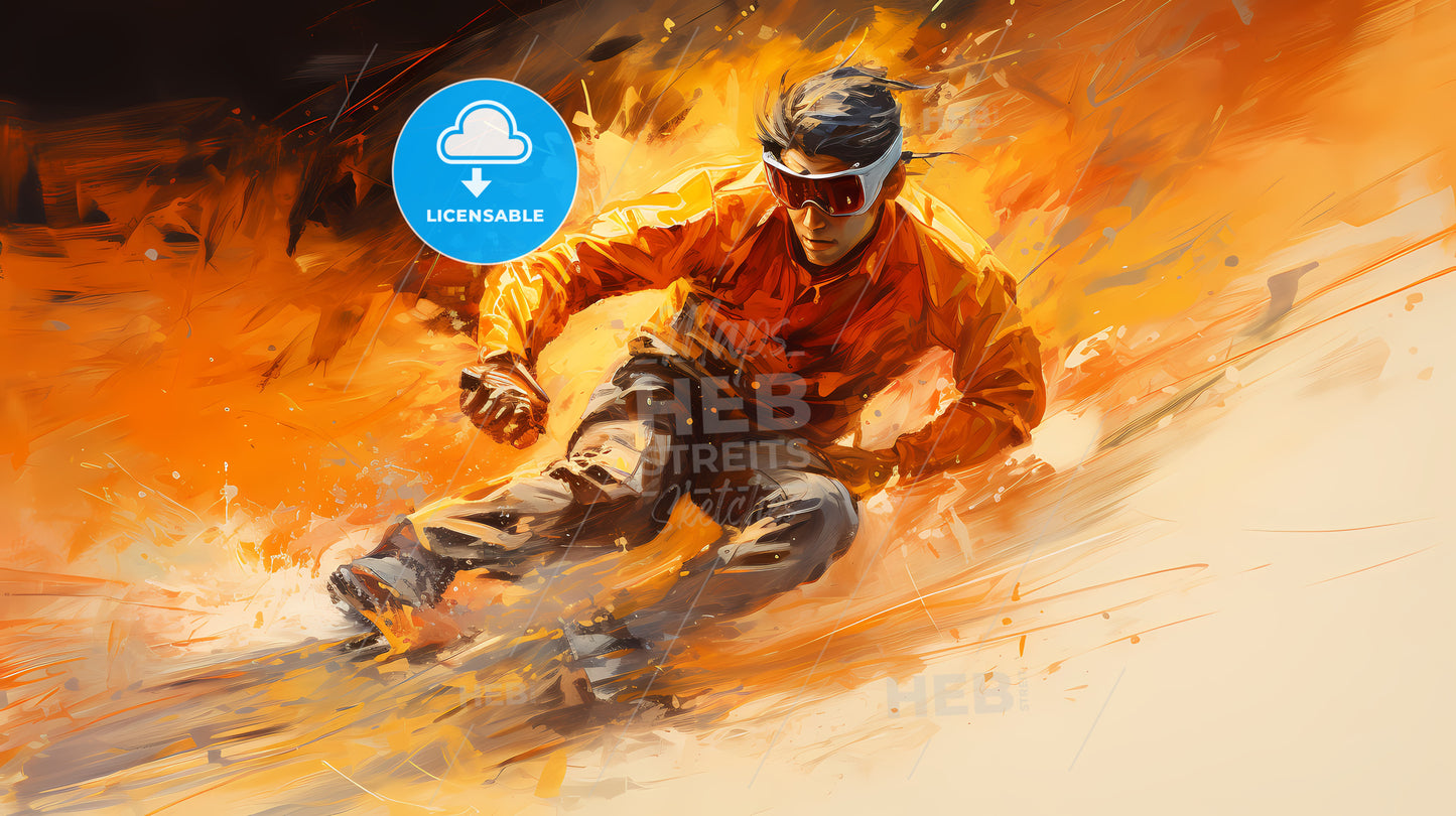 A Man Wearing Goggles And A Orange Shirt