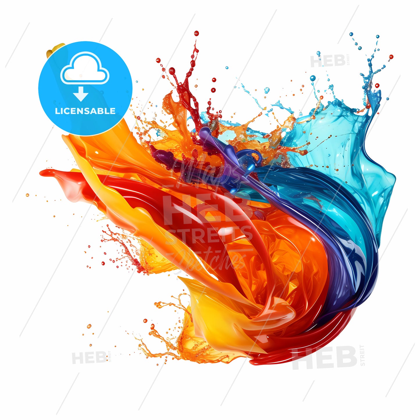 A Colorful Paint Splashing In A White Background