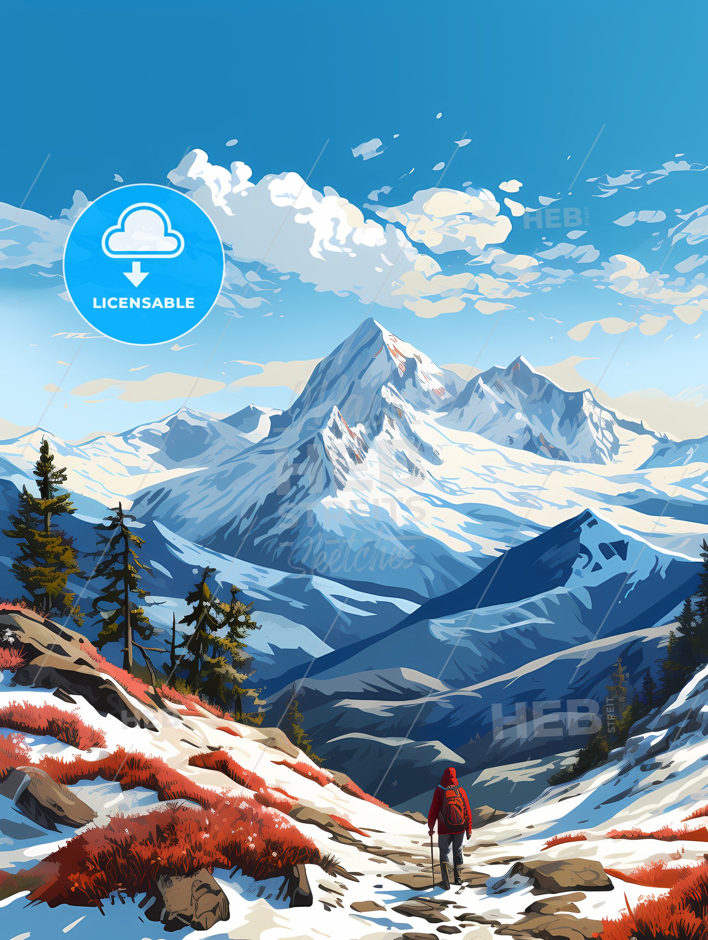 A Mountain Range With Trees And Snow