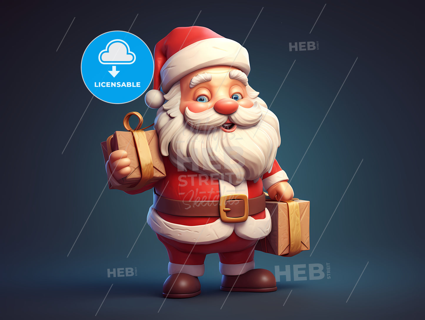 Cartoon Of A Santa Claus Holding Presents
