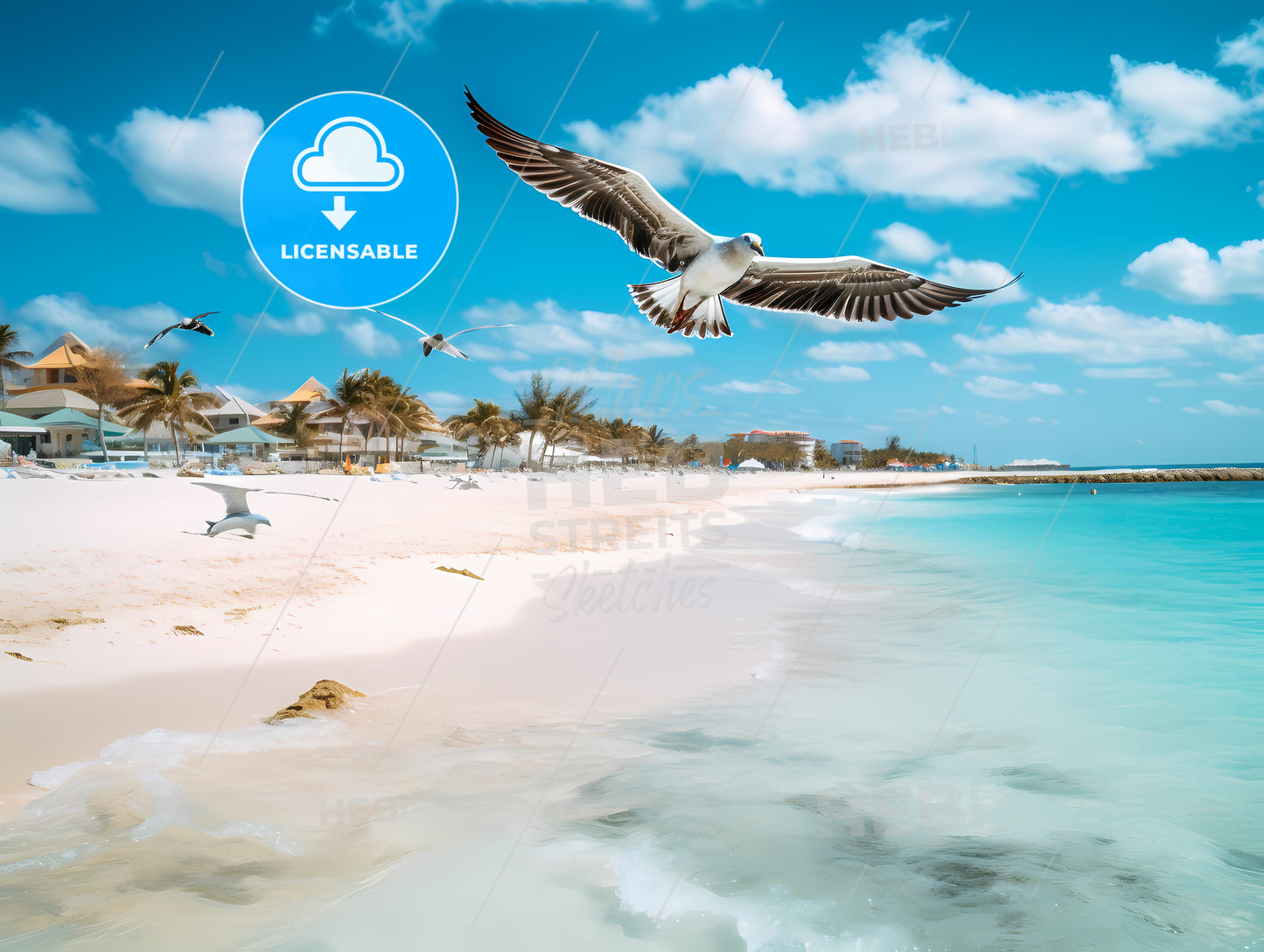 Seagull Flying Over A Beach