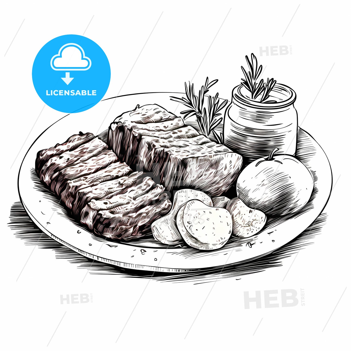 Plate Of Food With Meat And Potatoes