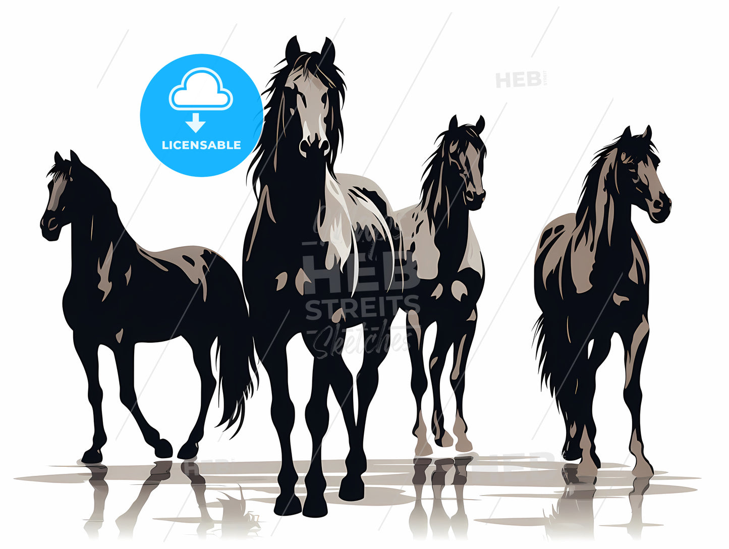 Group Of Horses Standing Together