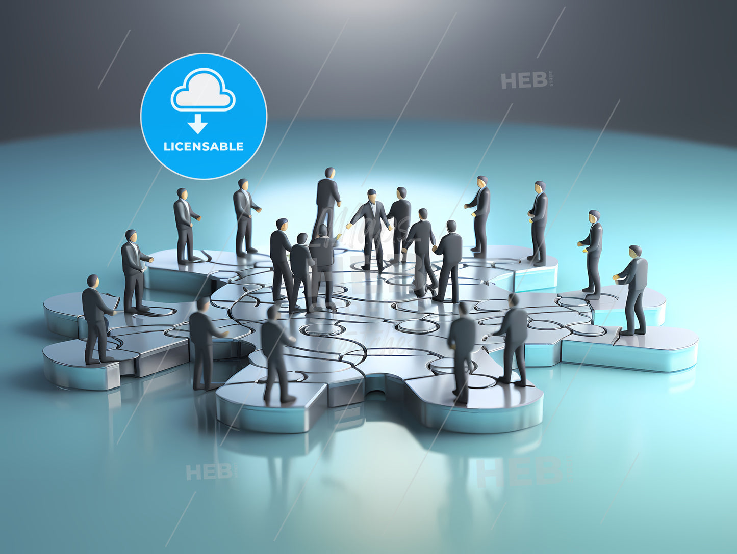 Group Of People Standing On A Puzzle Piece