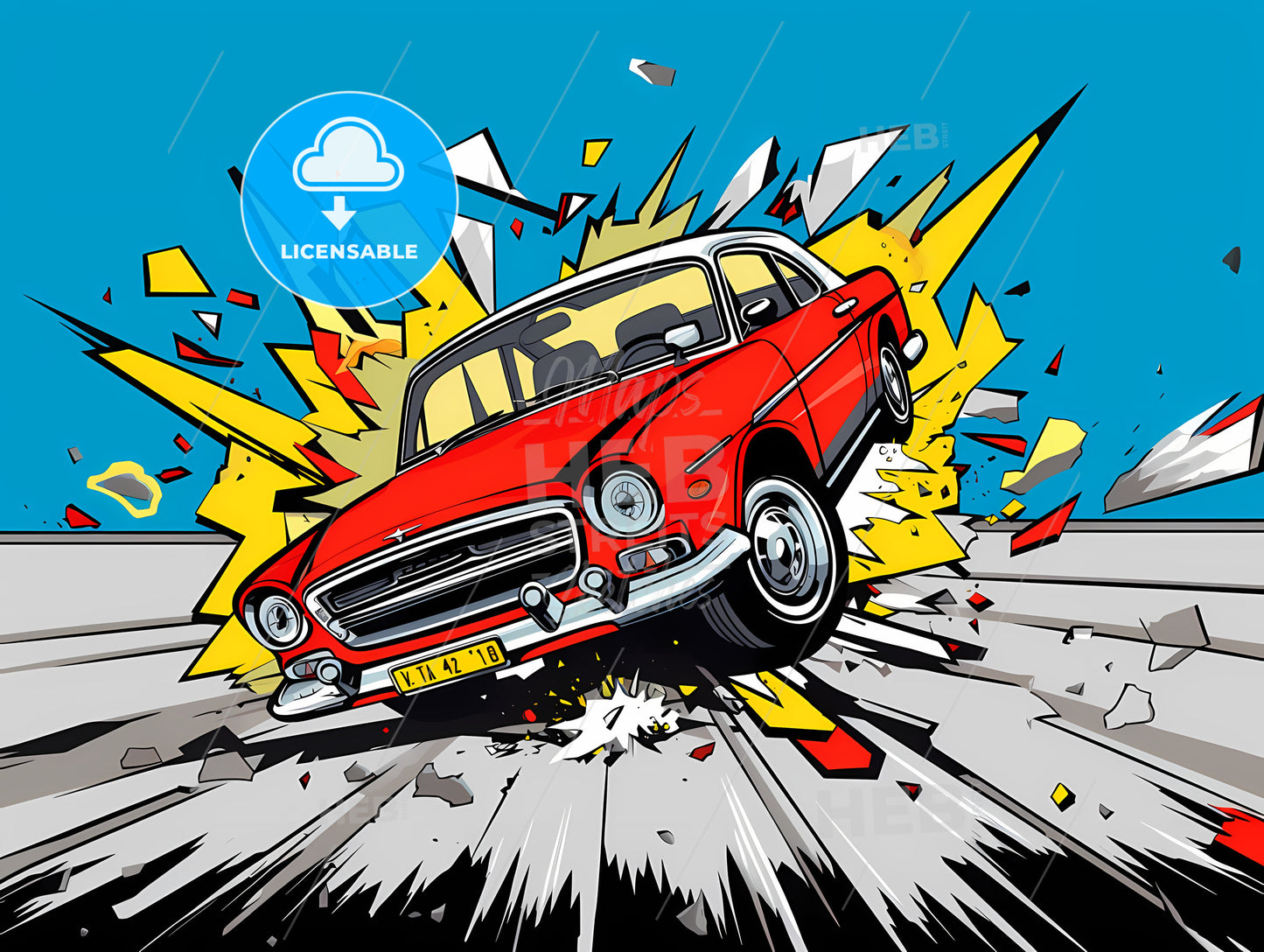 Cartoon Of A Red Car