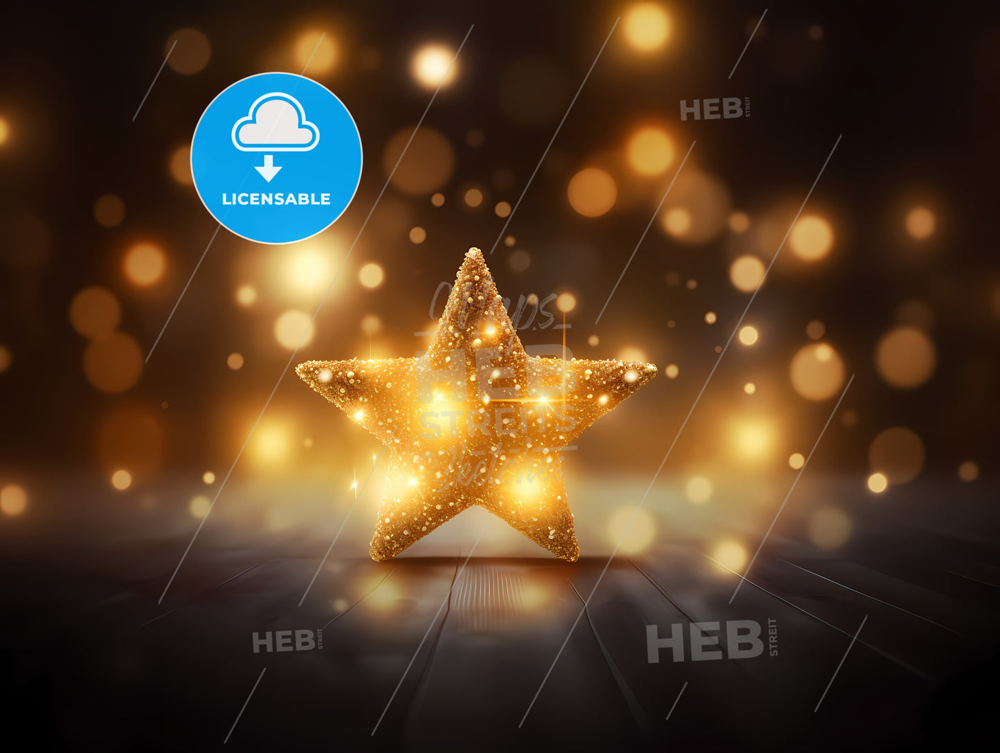 Gold Star On A Wood Floor