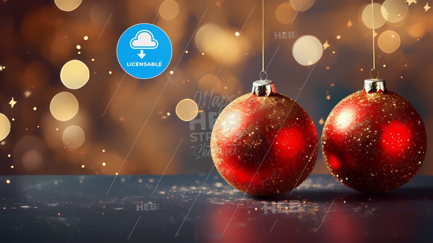 Two Red And Gold Ornaments