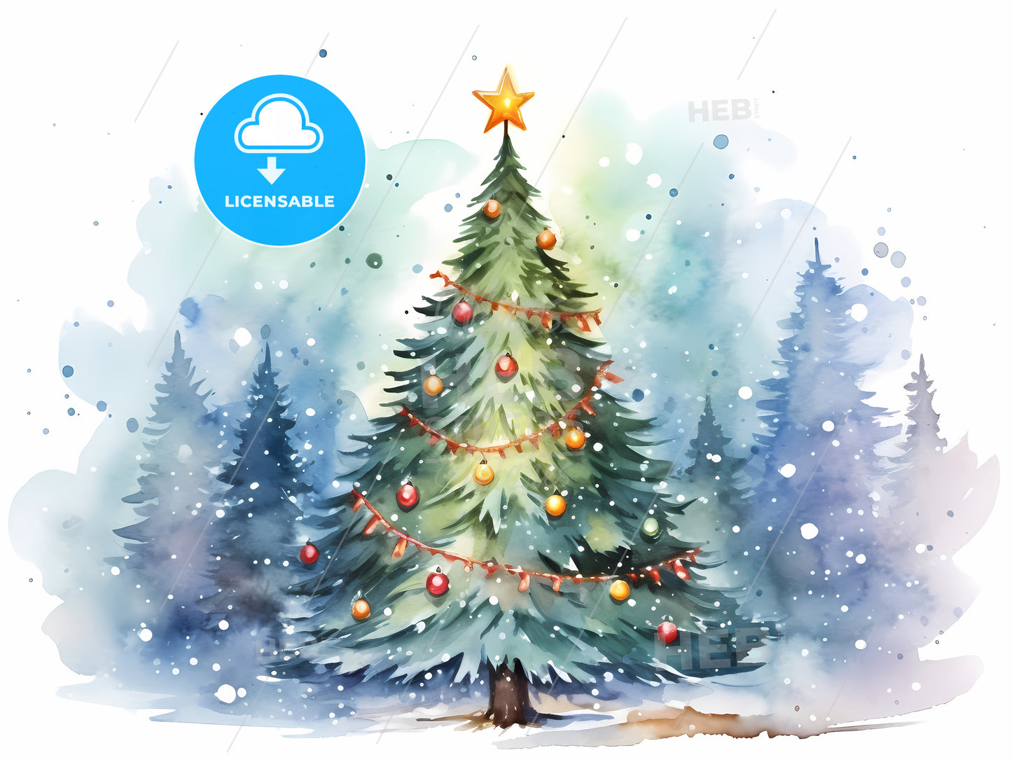 Watercolor Of A Christmas Tree