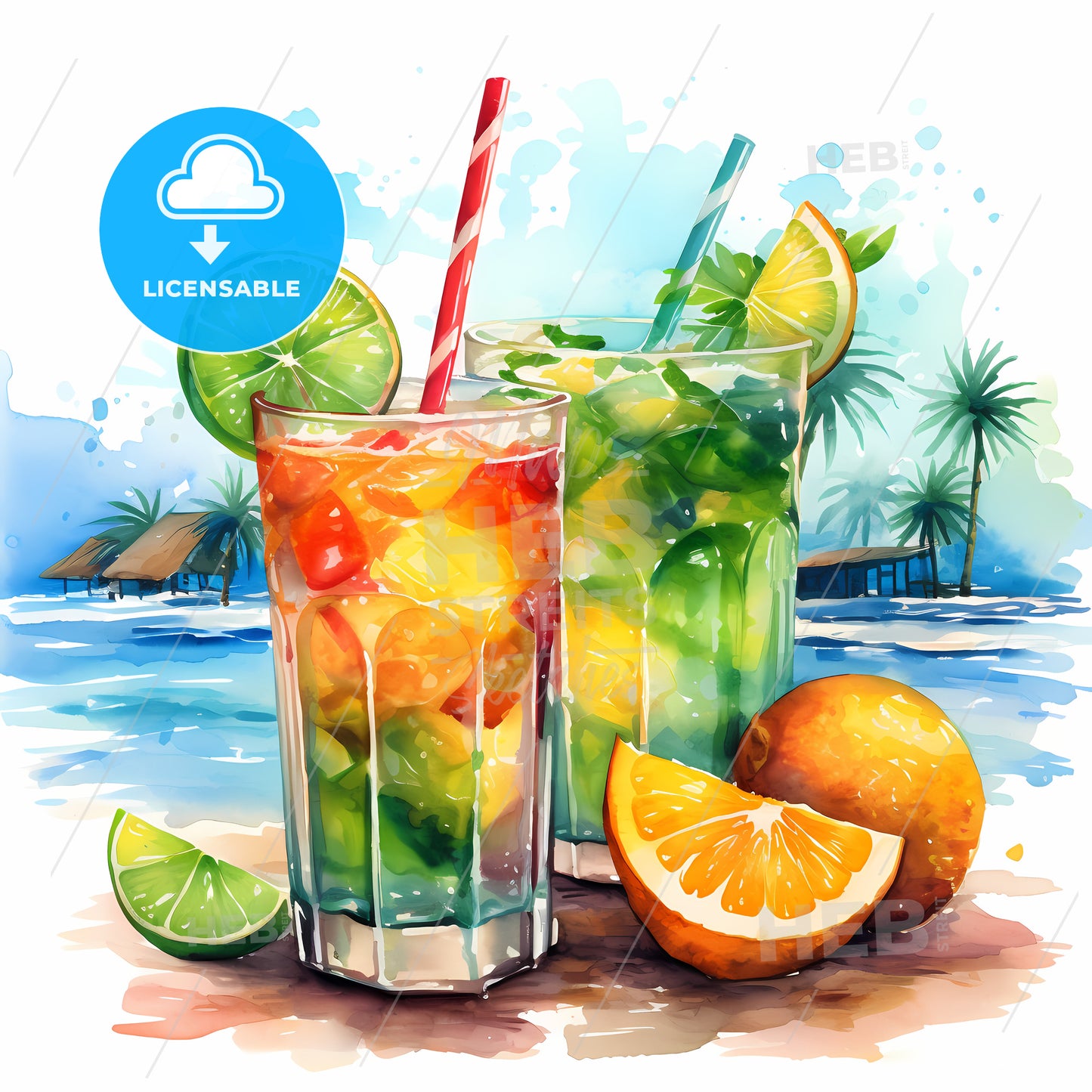 Watercolor Of Two Drinks