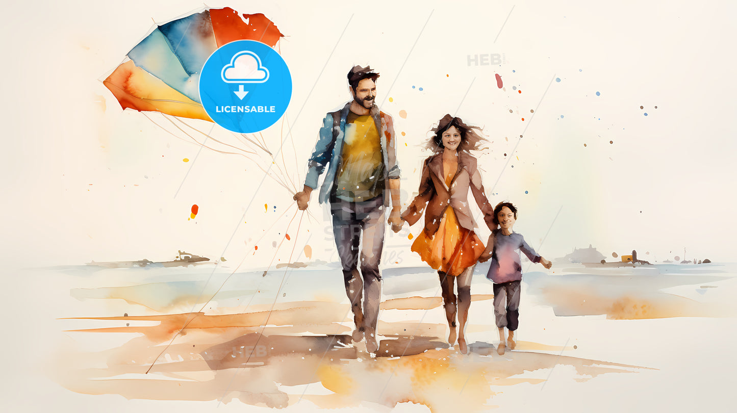 Man And Woman Holding Hands And Holding A Kite