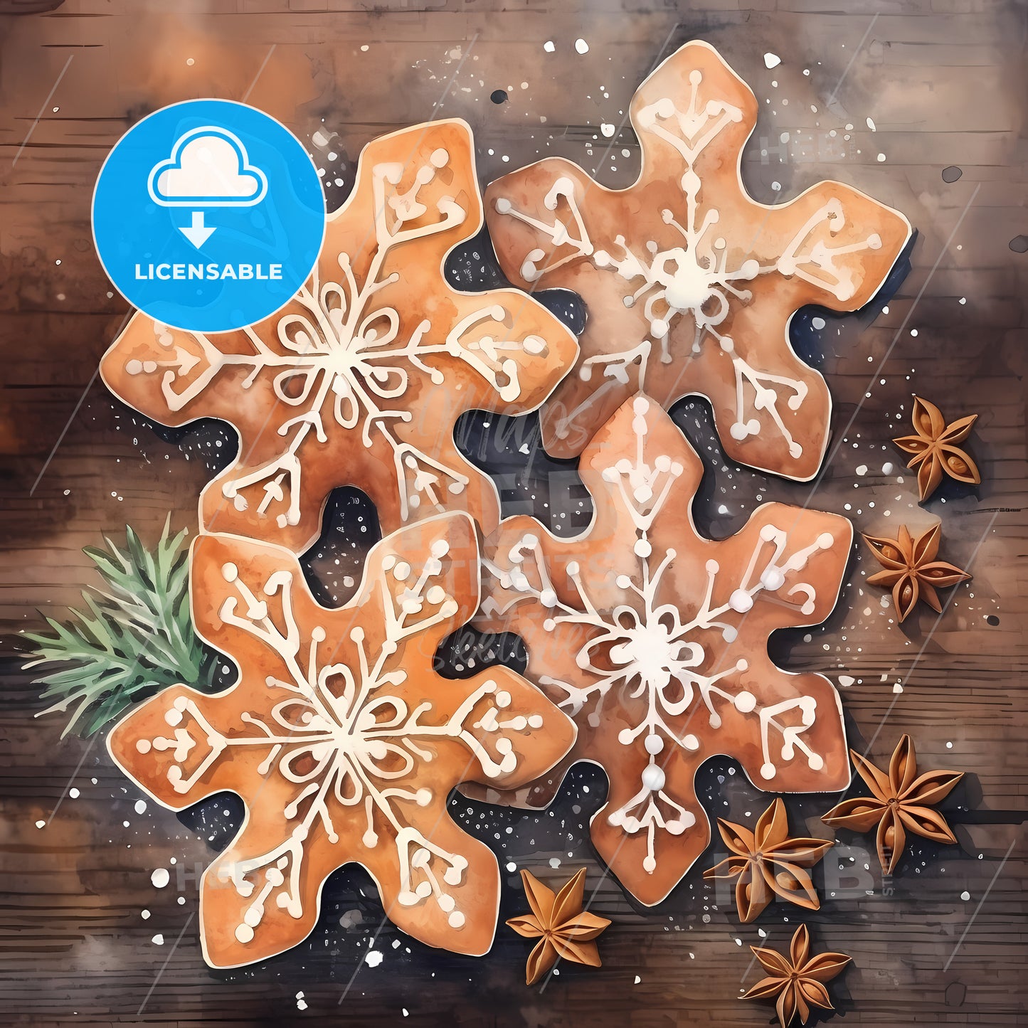 Group Of Gingerbread Cookies With White Frosting